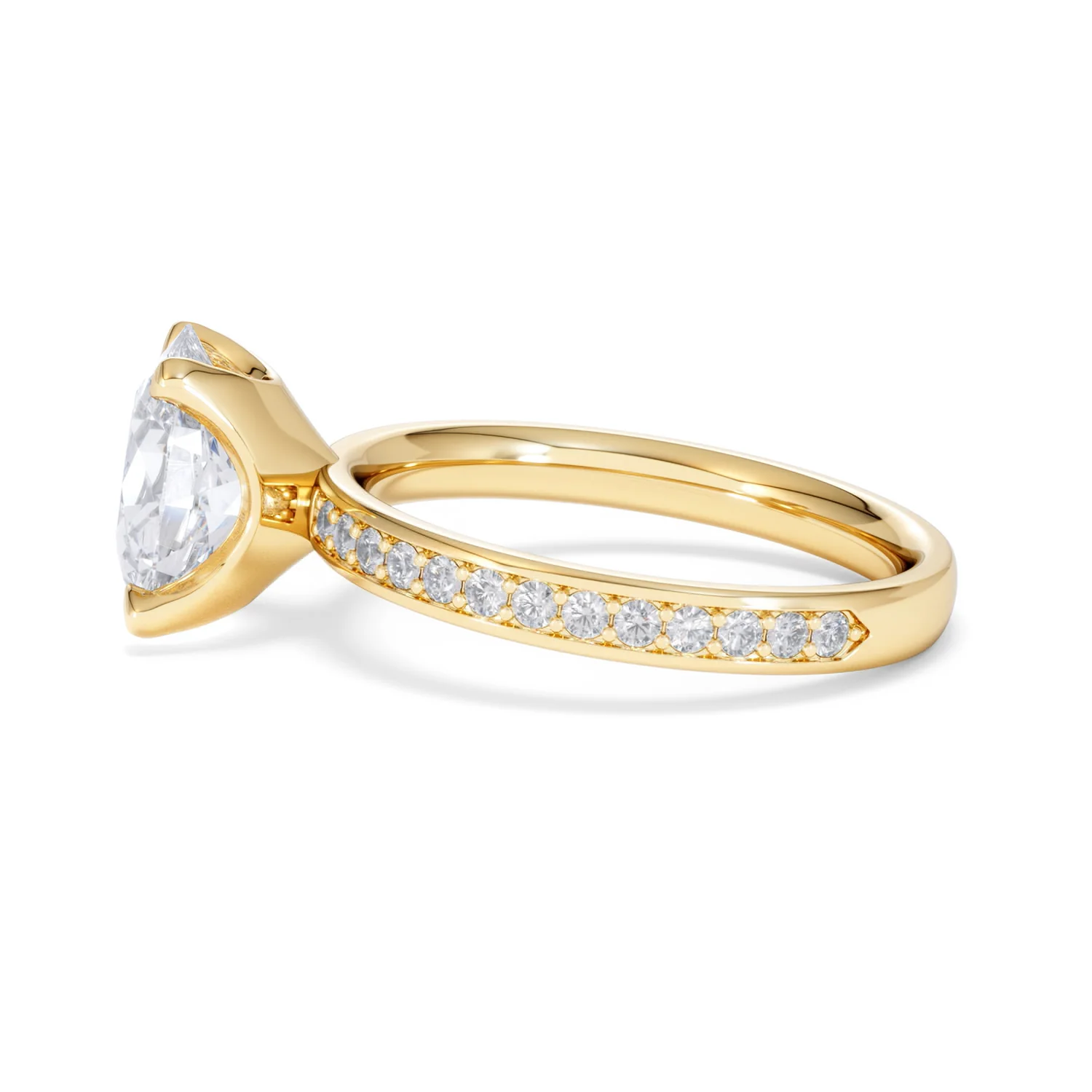 Origin 2.25ct Oval Cut Lab Diamond Solitaire Engagement Ring with Side Stones in 18K Yellow Gold - Image 67