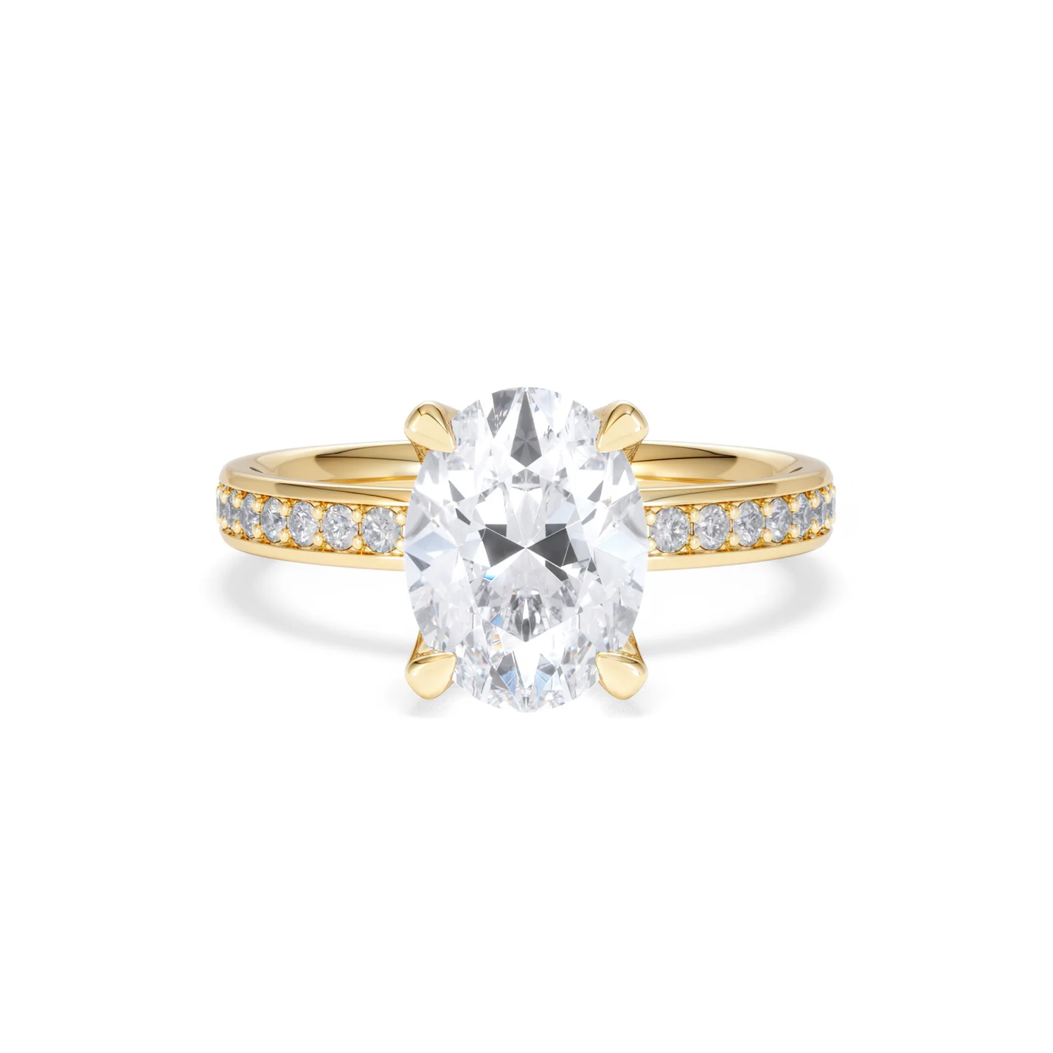 Origin 2.25ct Oval Cut Lab Diamond Solitaire Engagement Ring with Side Stones in 18K Yellow Gold - Image 7