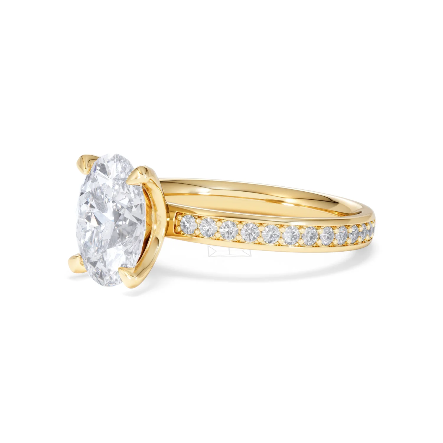 Origin 2.25ct Oval Cut Lab Diamond Solitaire Engagement Ring with Side Stones in 18K Yellow Gold - Image 77