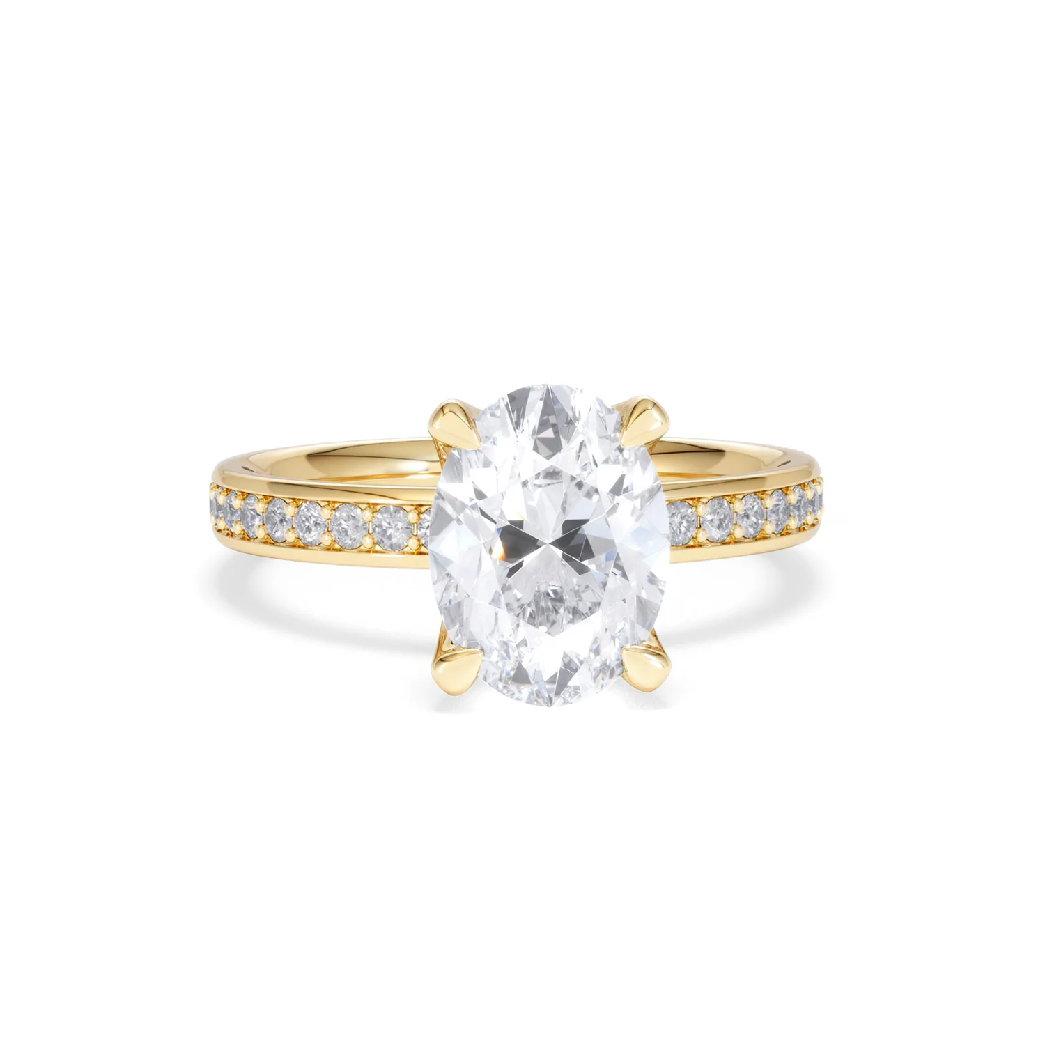 Origin 2.25ct Oval Cut Lab Diamond Solitaire Engagement Ring with Side Stones in 18K Yellow Gold - Image 8