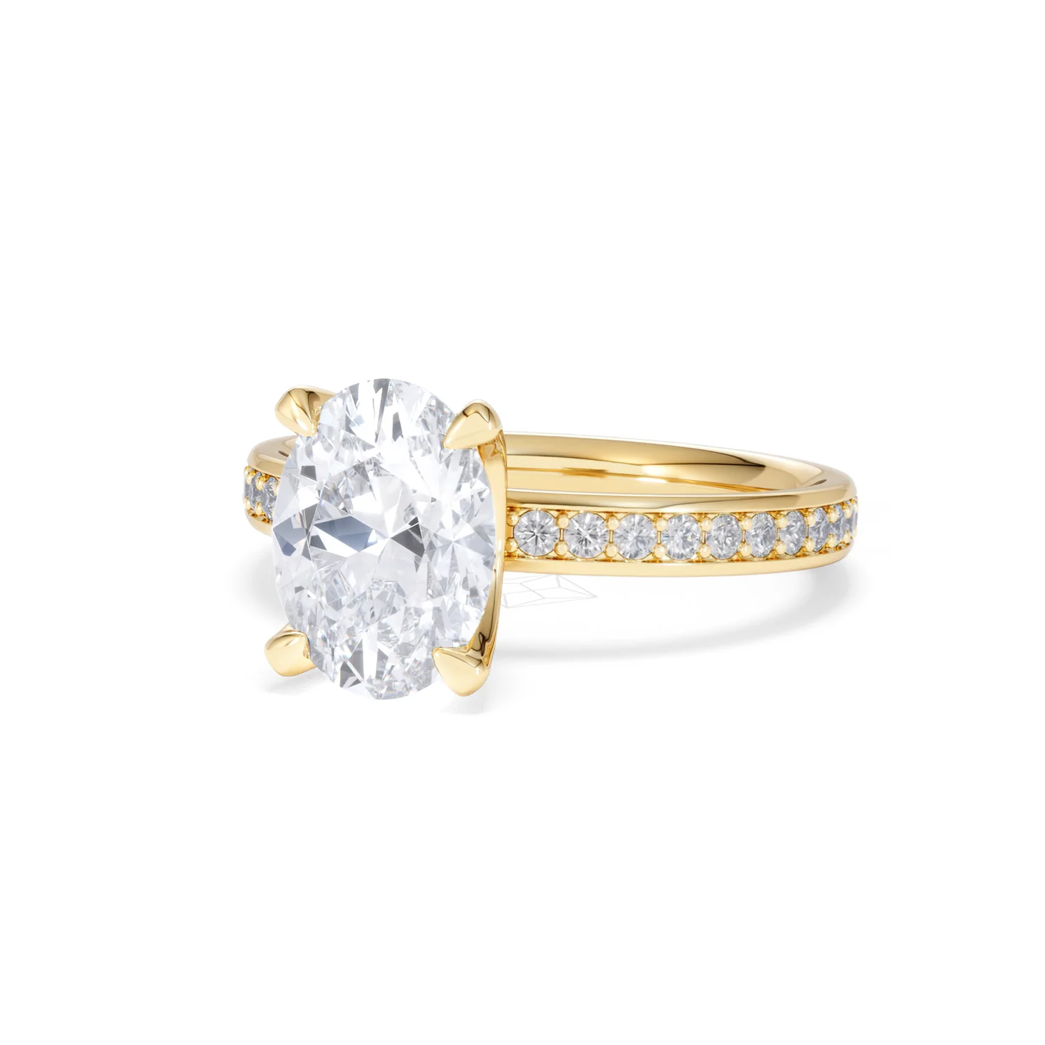 Origin 2.25ct Oval Cut Lab Diamond Solitaire Engagement Ring with Side Stones in 18K Yellow Gold - Image 82