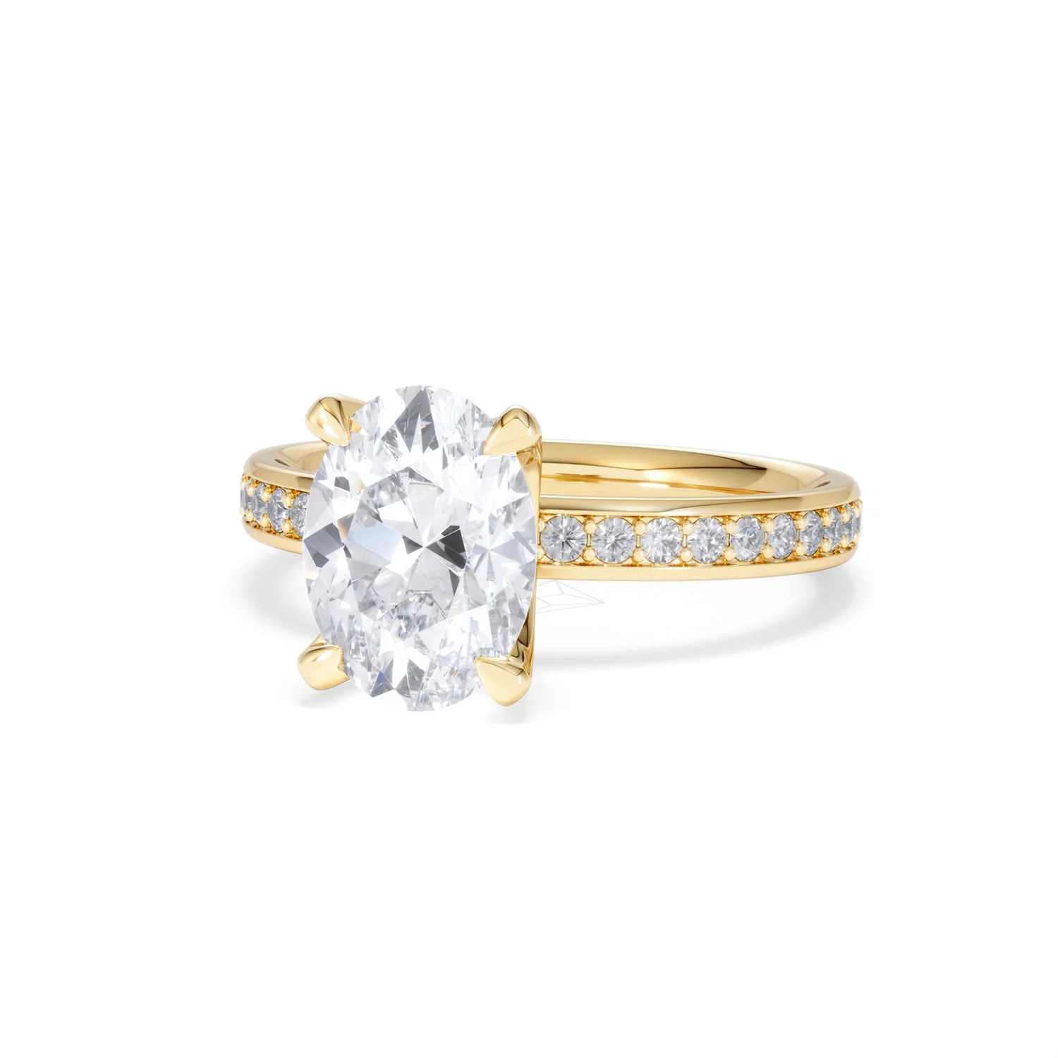 Origin 2.25ct Oval Cut Lab Diamond Solitaire Engagement Ring with Side Stones in 18K Yellow Gold - Image 83