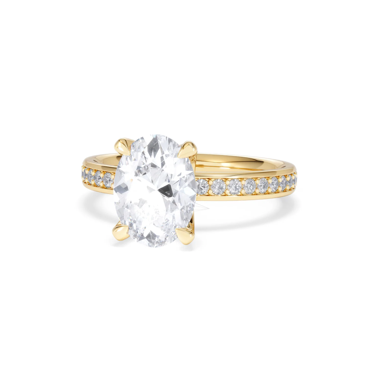 Origin 2.25ct Oval Cut Lab Diamond Solitaire Engagement Ring with Side Stones in 18K Yellow Gold - Image 84