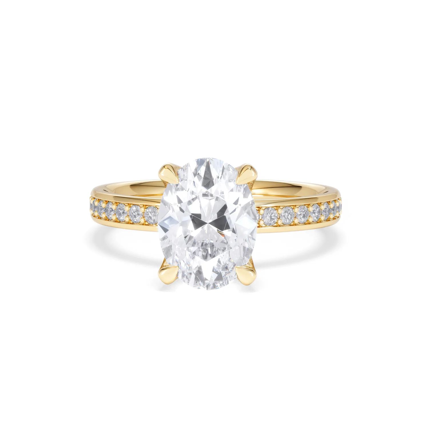Origin 2.25ct Oval Cut Lab Diamond Solitaire Engagement Ring with Side Stones in 18K Yellow Gold - Image 86