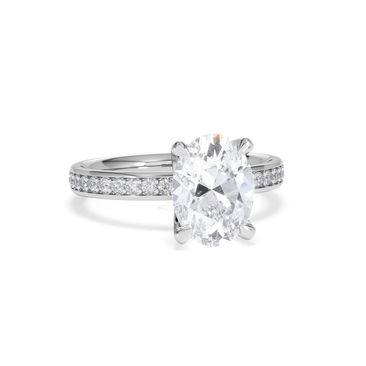 Origin 2.25ct Oval Cut Lab Diamond Solitaire Engagement Ring with Side Stones in Platinum - Image 10