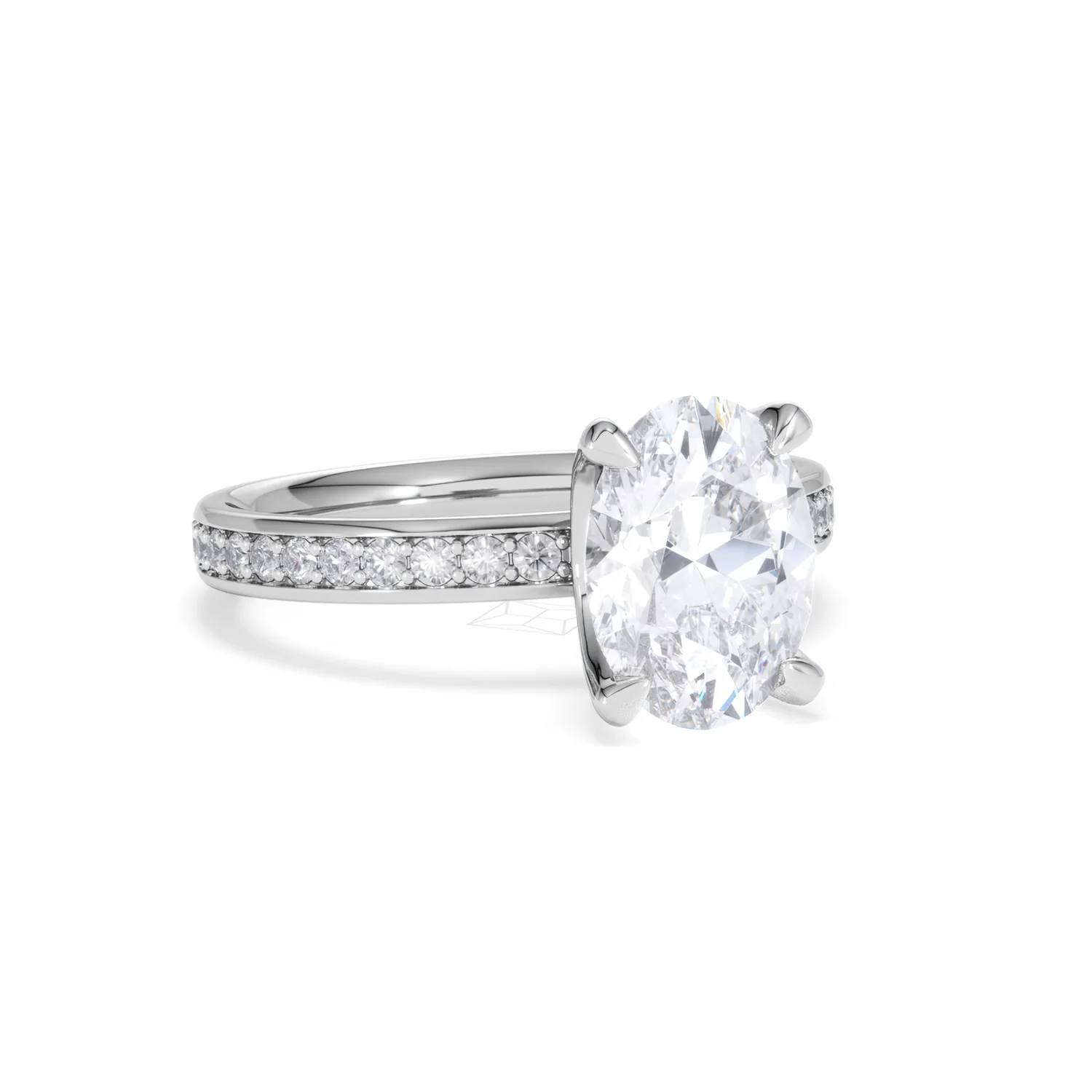 Origin 2.25ct Oval Cut Lab Diamond Solitaire Engagement Ring with Side Stones in Platinum - Image 12