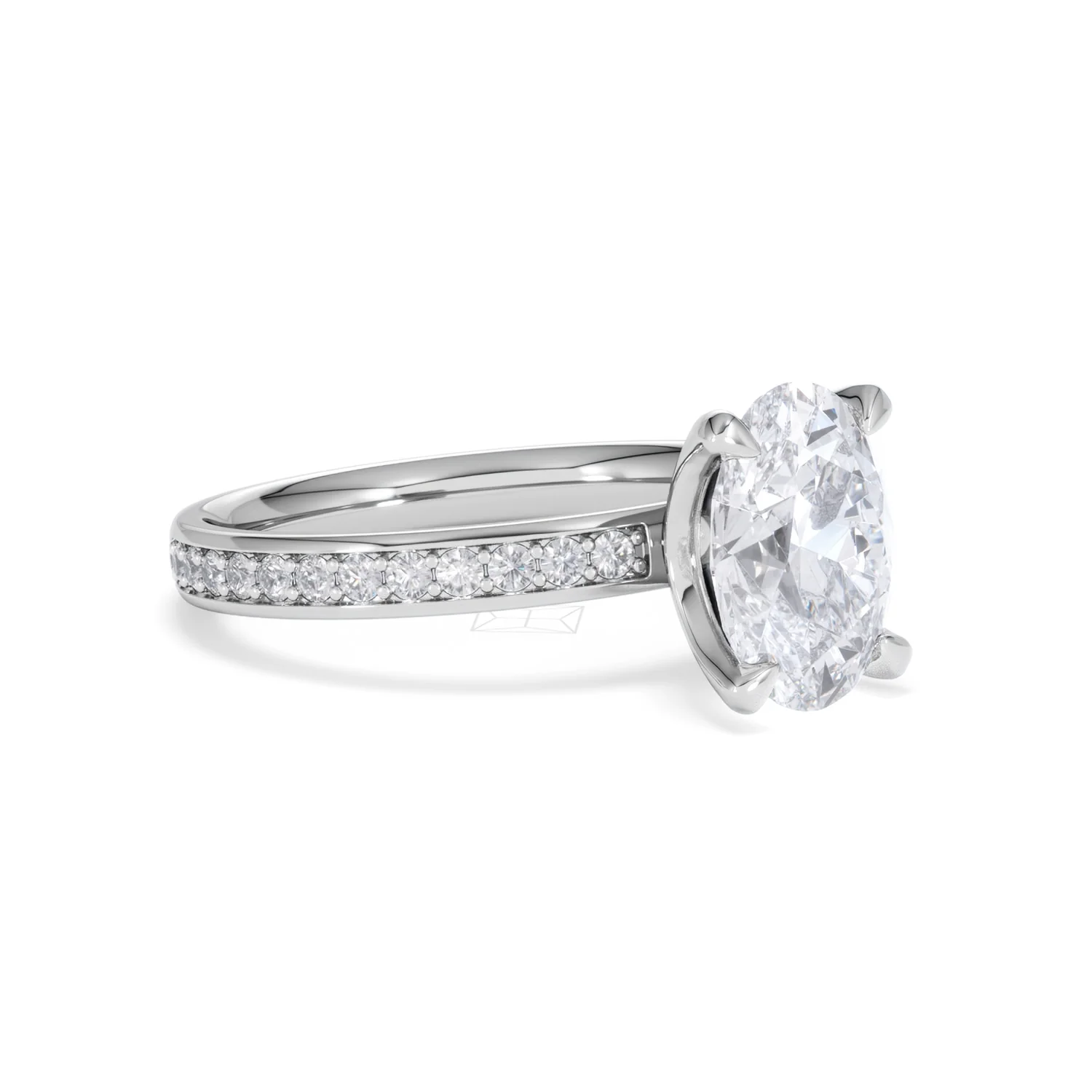 Origin 2.25ct Oval Cut Lab Diamond Solitaire Engagement Ring with Side Stones in Platinum - Image 16