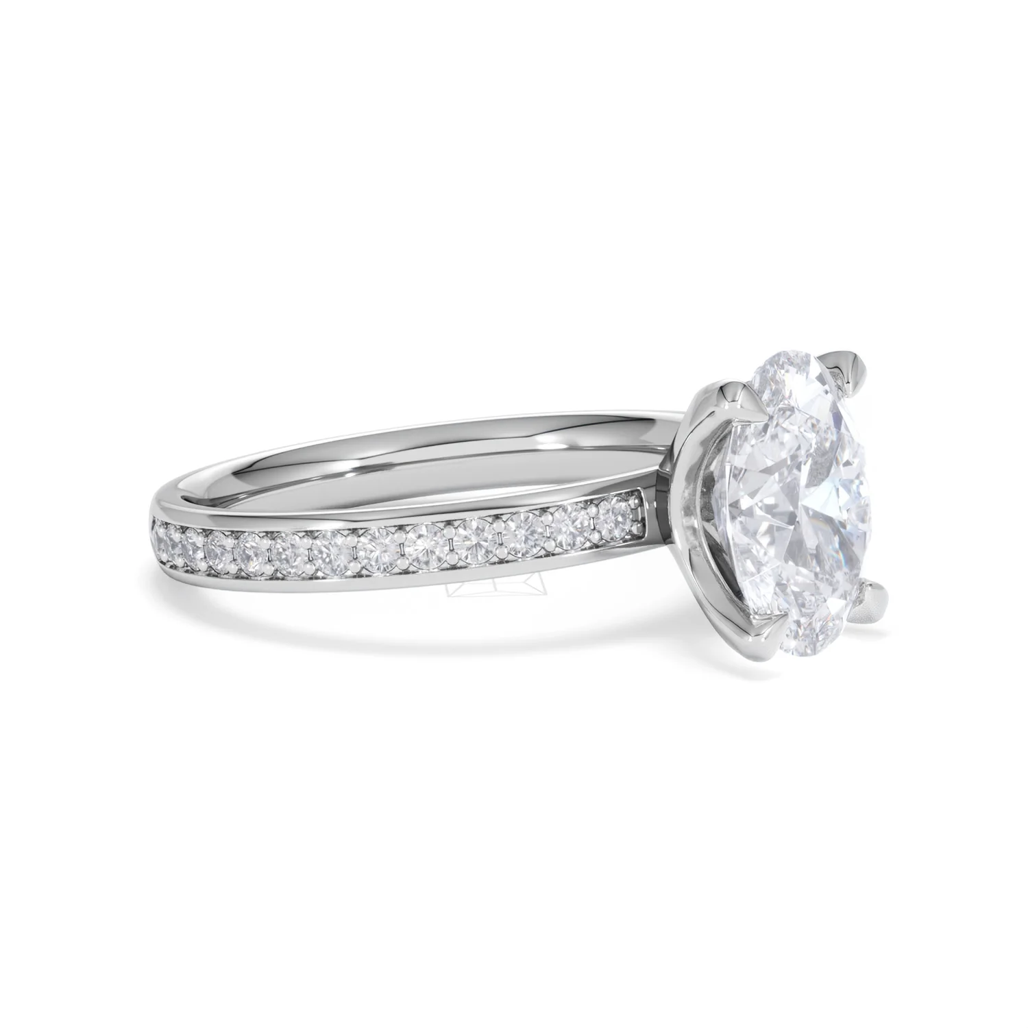 Origin 2.25ct Oval Cut Lab Diamond Solitaire Engagement Ring with Side Stones in Platinum - Image 18
