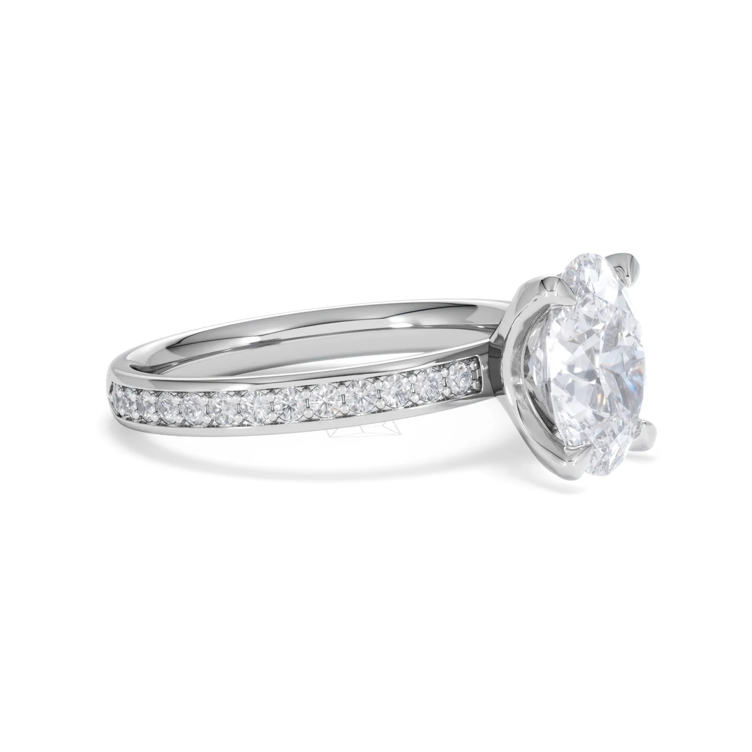 Origin 2.25ct Oval Cut Lab Diamond Solitaire Engagement Ring with Side Stones in Platinum - Image 19
