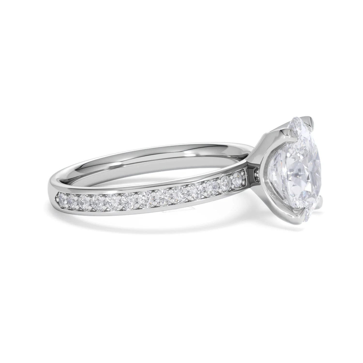 Origin 2.25ct Oval Cut Lab Diamond Solitaire Engagement Ring with Side Stones in Platinum - Image 22