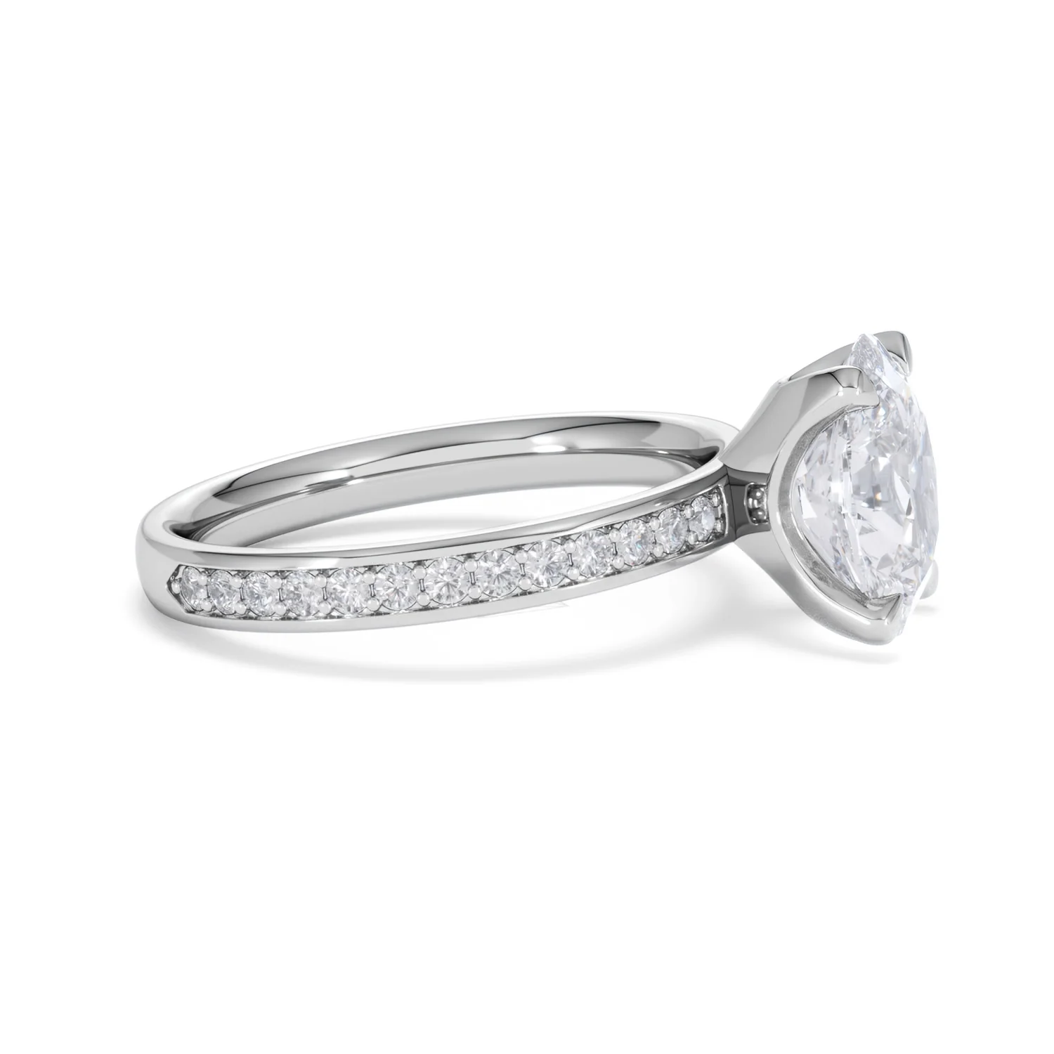 Origin 2.25ct Oval Cut Lab Diamond Solitaire Engagement Ring with Side Stones in Platinum - Image 23