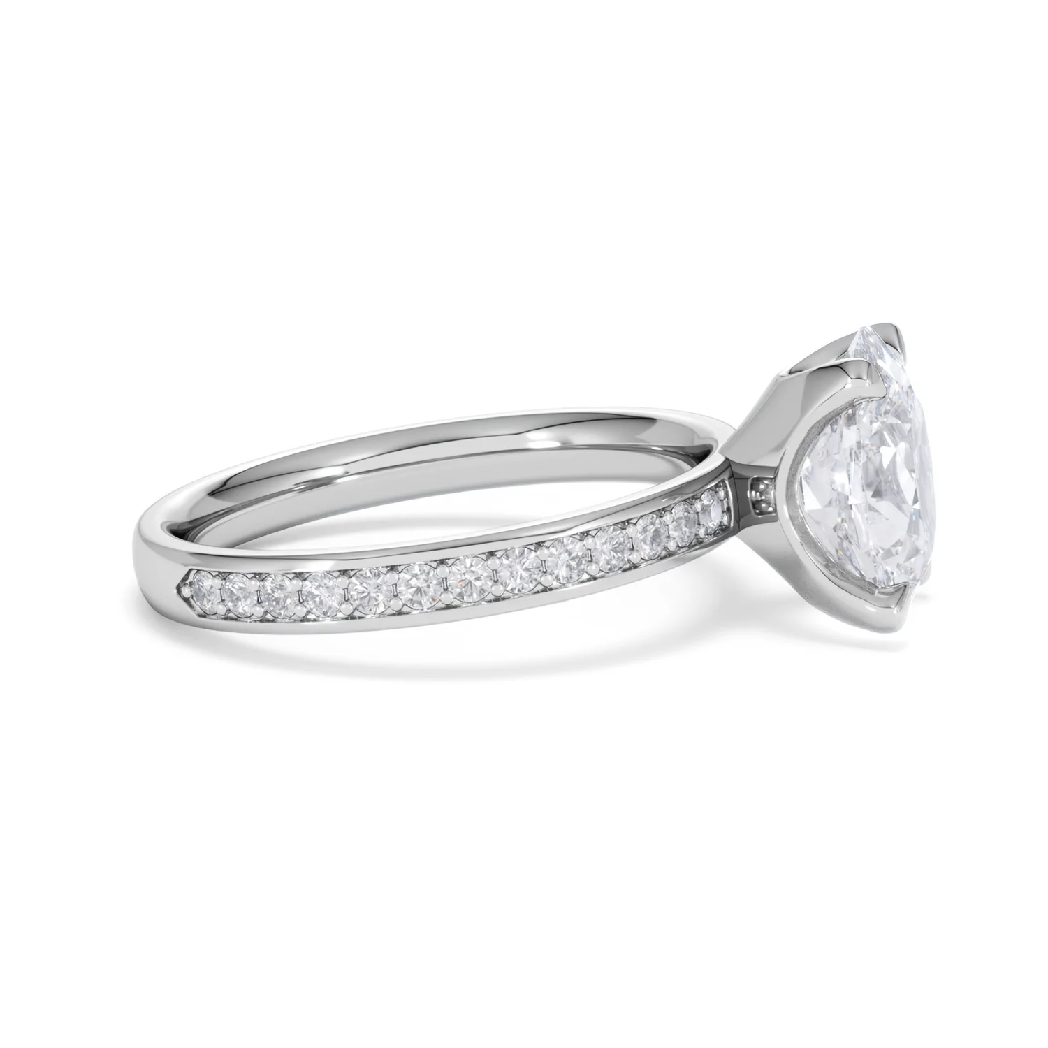 Origin 2.25ct Oval Cut Lab Diamond Solitaire Engagement Ring with Side Stones in Platinum - Image 24