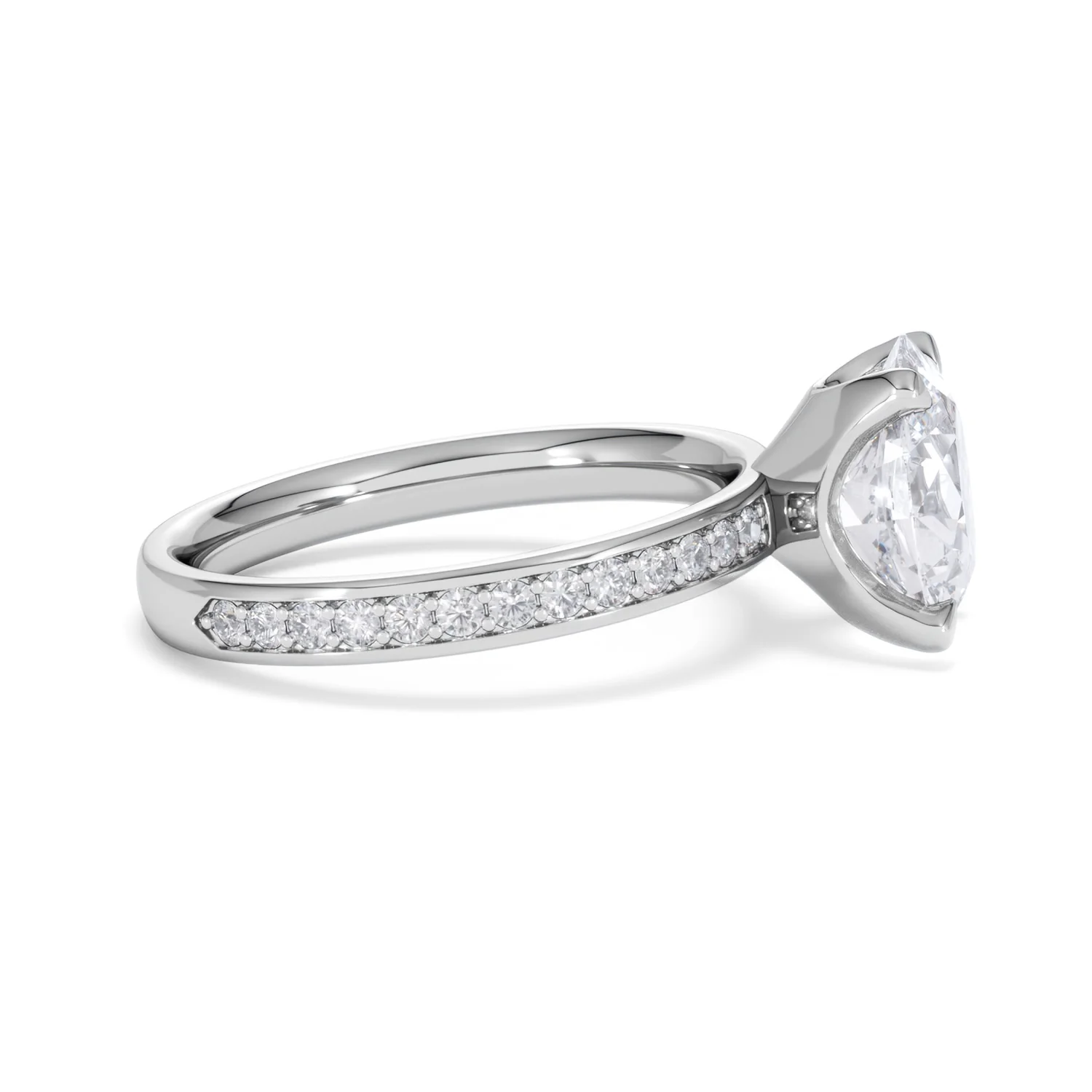 Origin 2.25ct Oval Cut Lab Diamond Solitaire Engagement Ring with Side Stones in Platinum - Image 25
