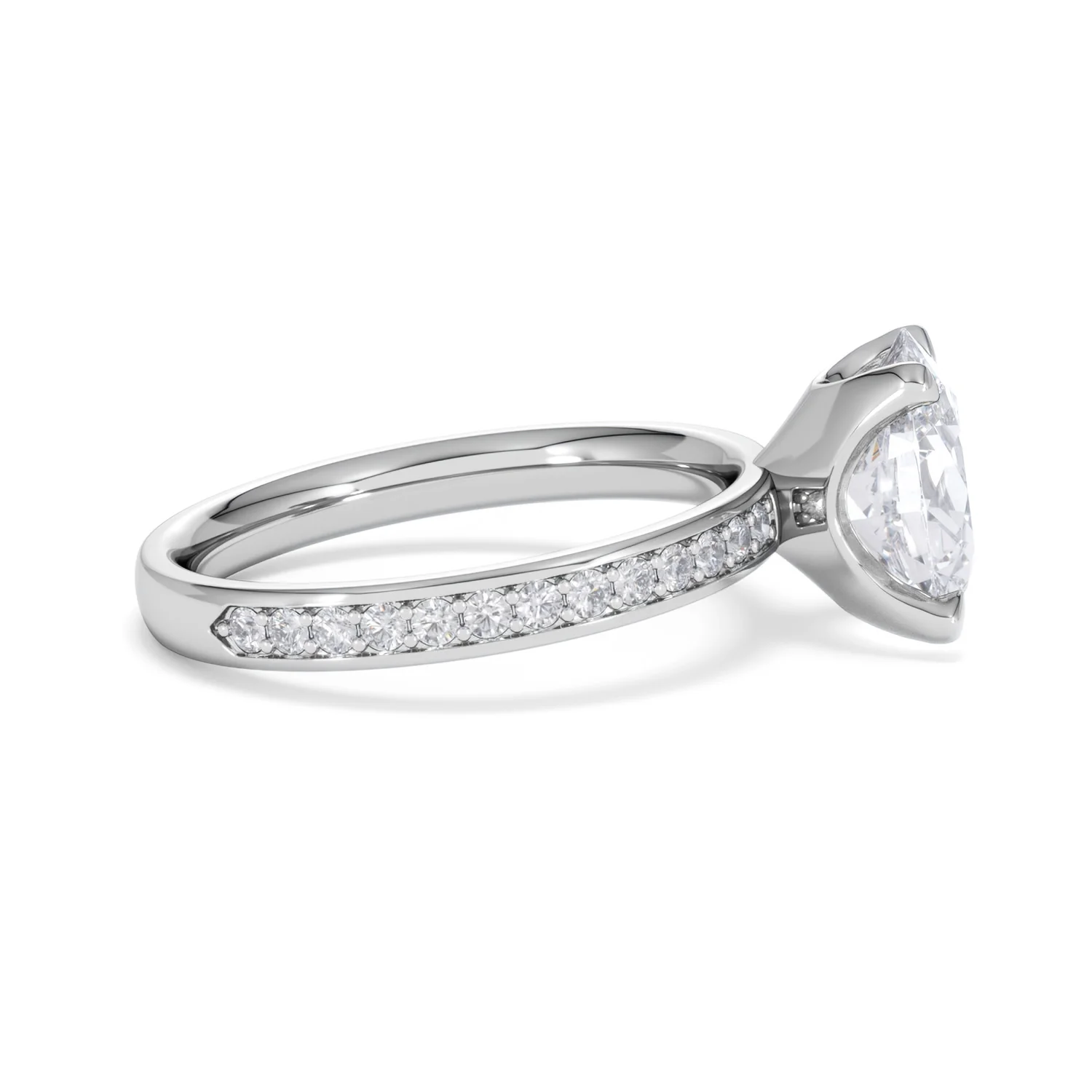 Origin 2.25ct Oval Cut Lab Diamond Solitaire Engagement Ring with Side Stones in Platinum - Image 26