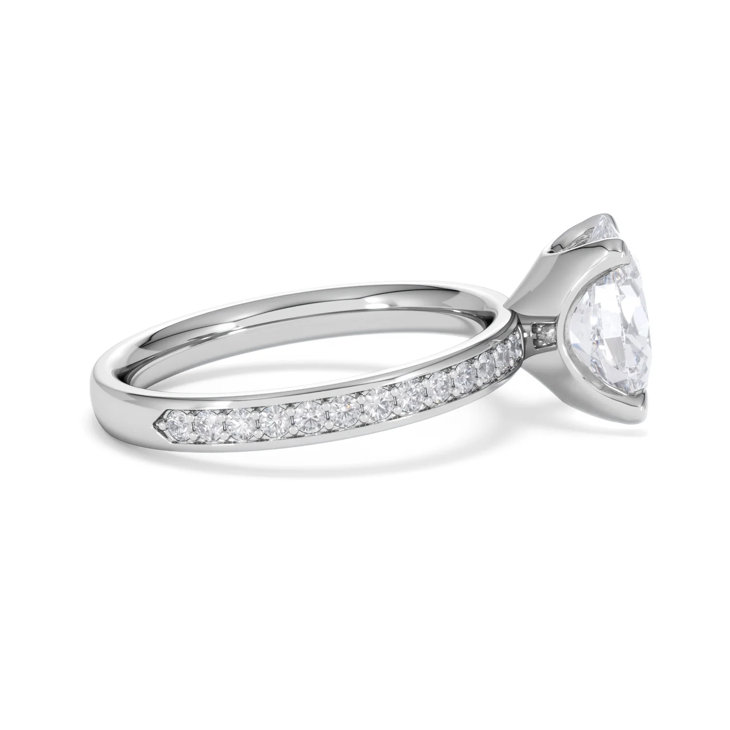 Origin 2.25ct Oval Cut Lab Diamond Solitaire Engagement Ring with Side Stones in Platinum - Image 27