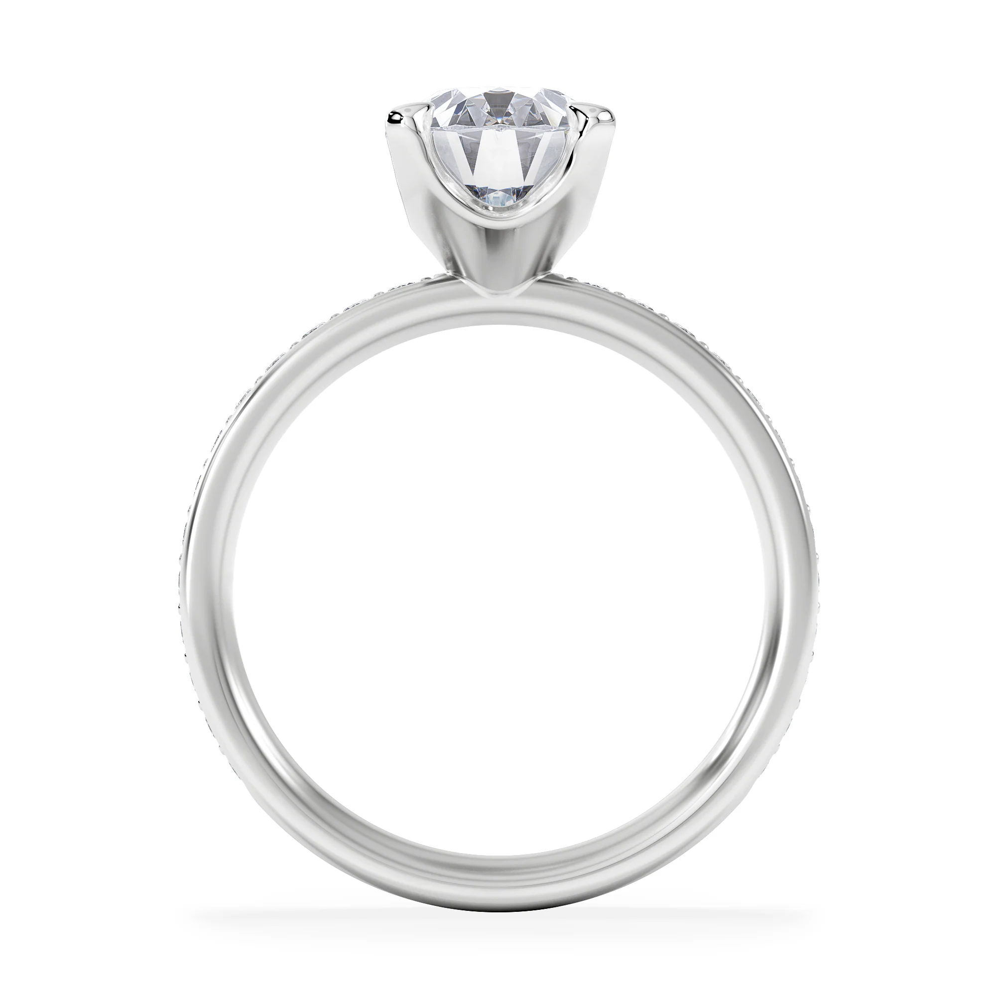 Origin 2.25ct Oval Cut Lab Diamond Solitaire Engagement Ring with Side Stones in Platinum - Image 3