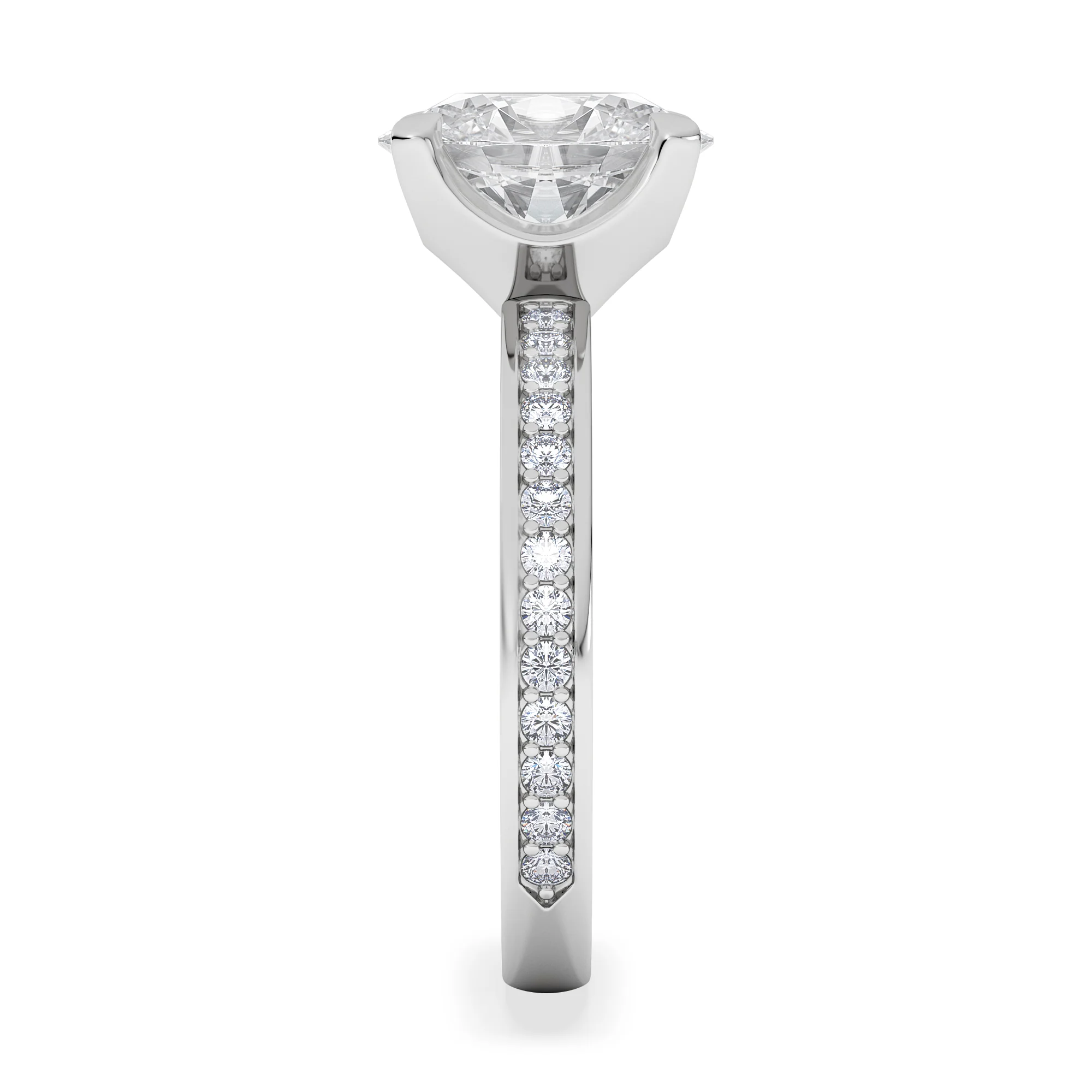 Origin 2.25ct Oval Cut Lab Diamond Solitaire Engagement Ring with Side Stones in Platinum - Image 5