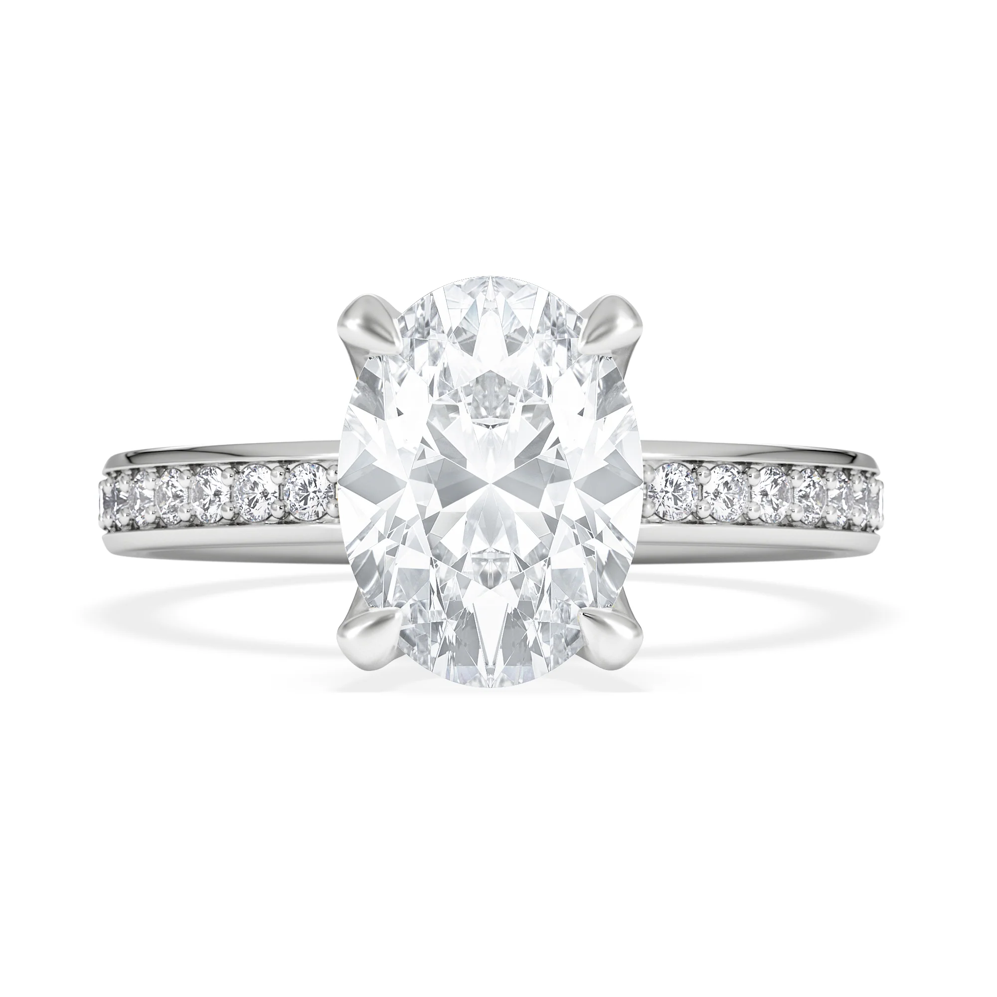 Origin 2.25ct Oval Cut Lab Diamond Solitaire Engagement Ring with Side Stones in Platinum - Image 6