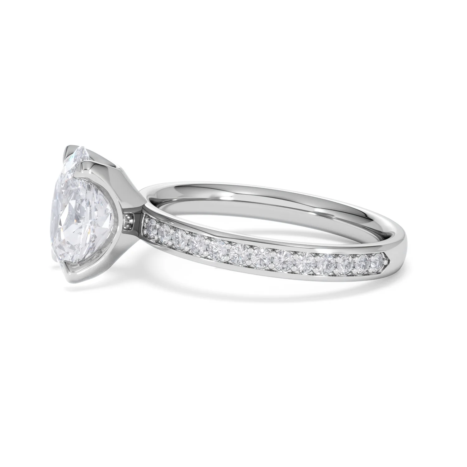 Origin 2.25ct Oval Cut Lab Diamond Solitaire Engagement Ring with Side Stones in Platinum - Image 70