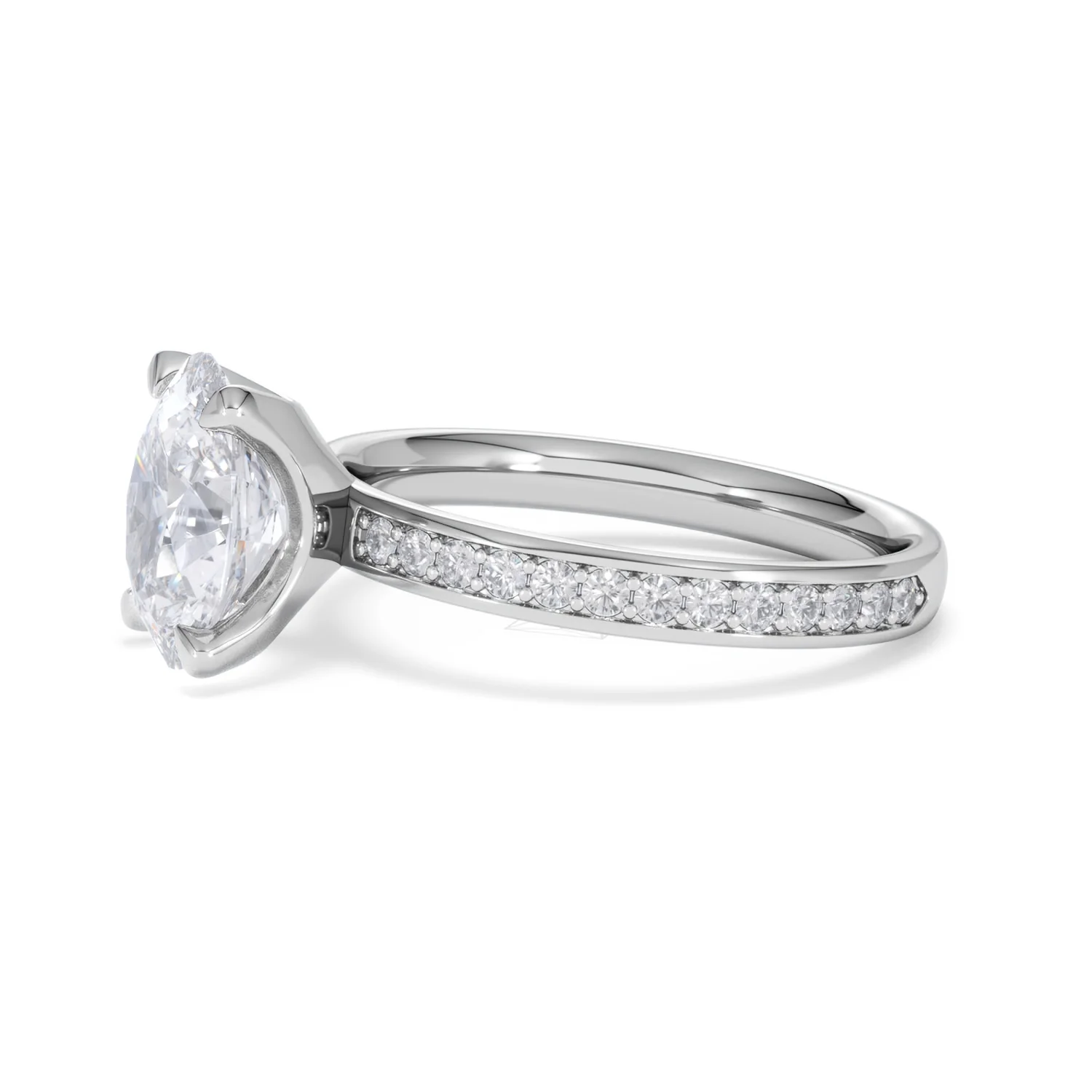 Origin 2.25ct Oval Cut Lab Diamond Solitaire Engagement Ring with Side Stones in Platinum - Image 72