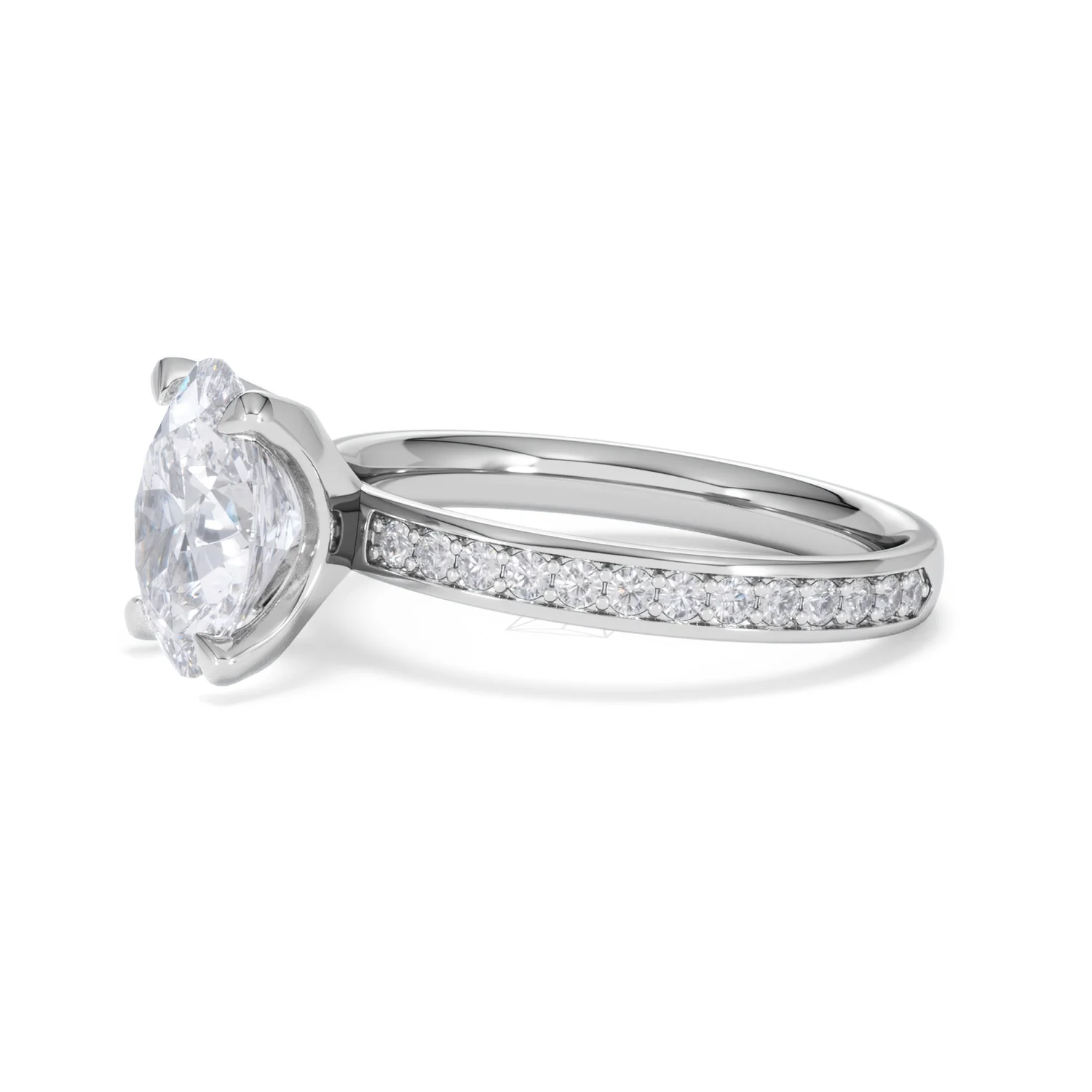 Origin 2.25ct Oval Cut Lab Diamond Solitaire Engagement Ring with Side Stones in Platinum - Image 73