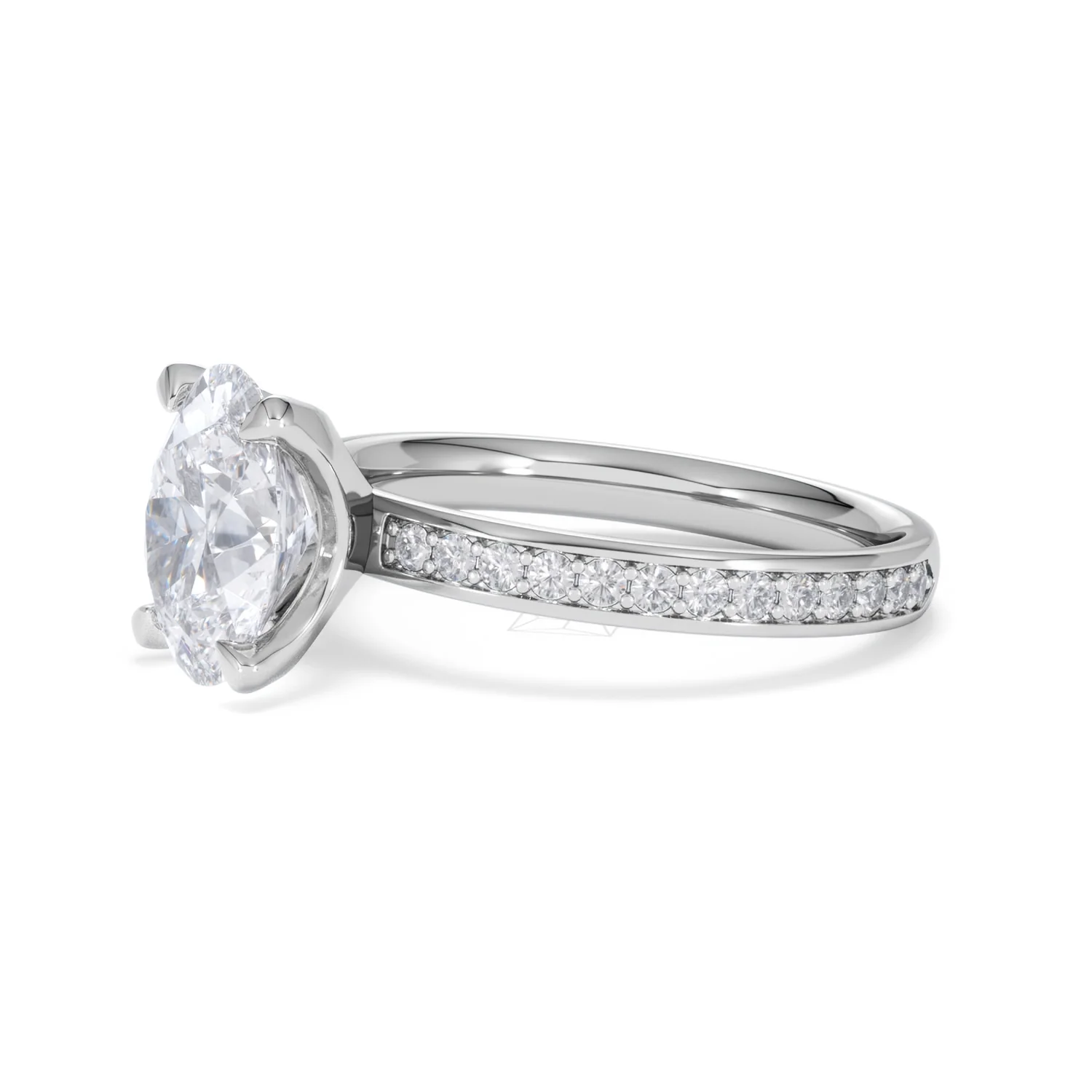 Origin 2.25ct Oval Cut Lab Diamond Solitaire Engagement Ring with Side Stones in Platinum - Image 74