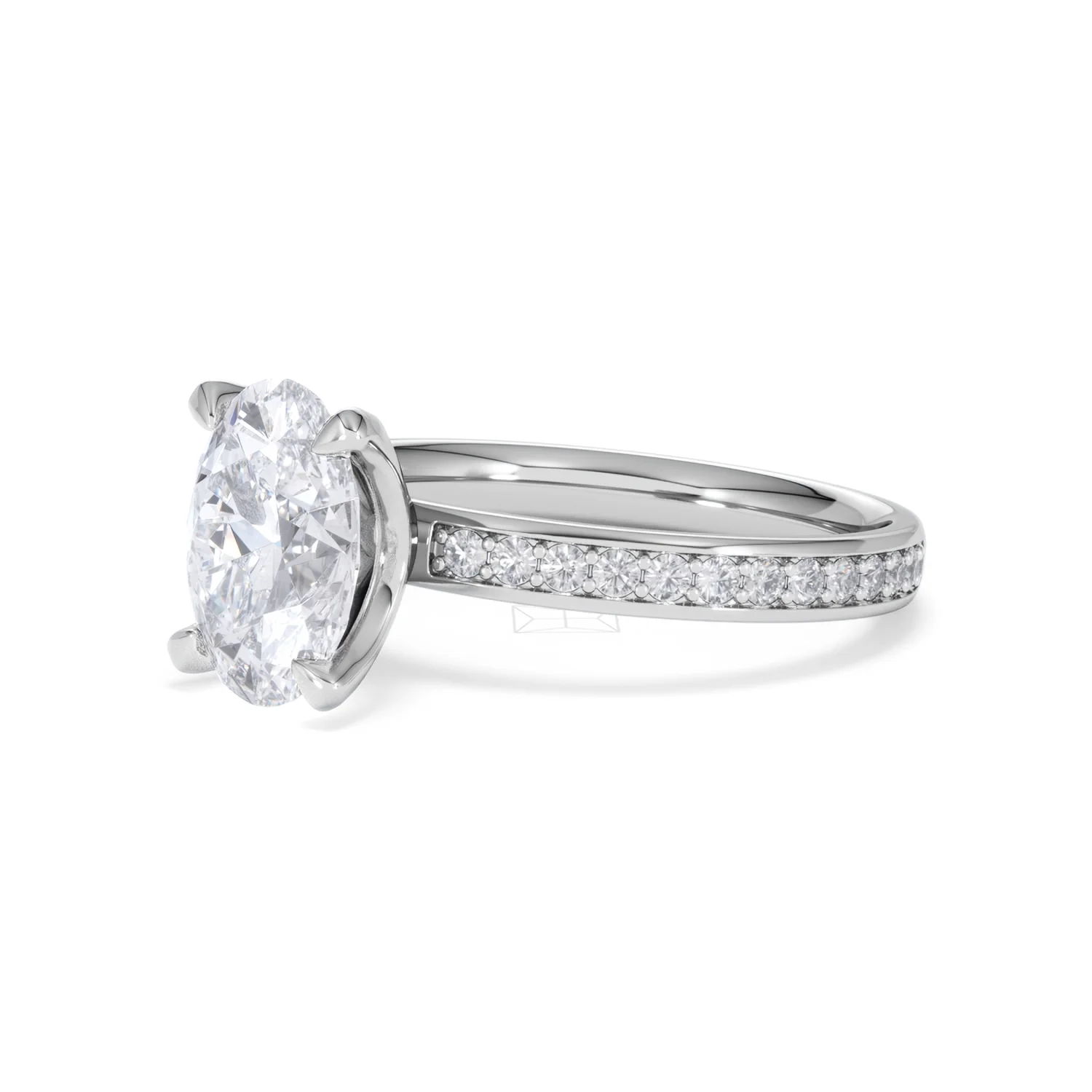 Origin 2.25ct Oval Cut Lab Diamond Solitaire Engagement Ring with Side Stones in Platinum - Image 77