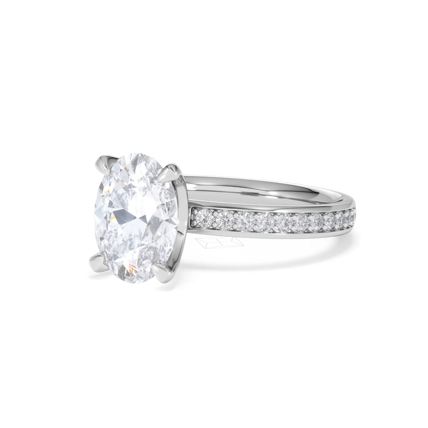 Origin 2.25ct Oval Cut Lab Diamond Solitaire Engagement Ring with Side Stones in Platinum - Image 80