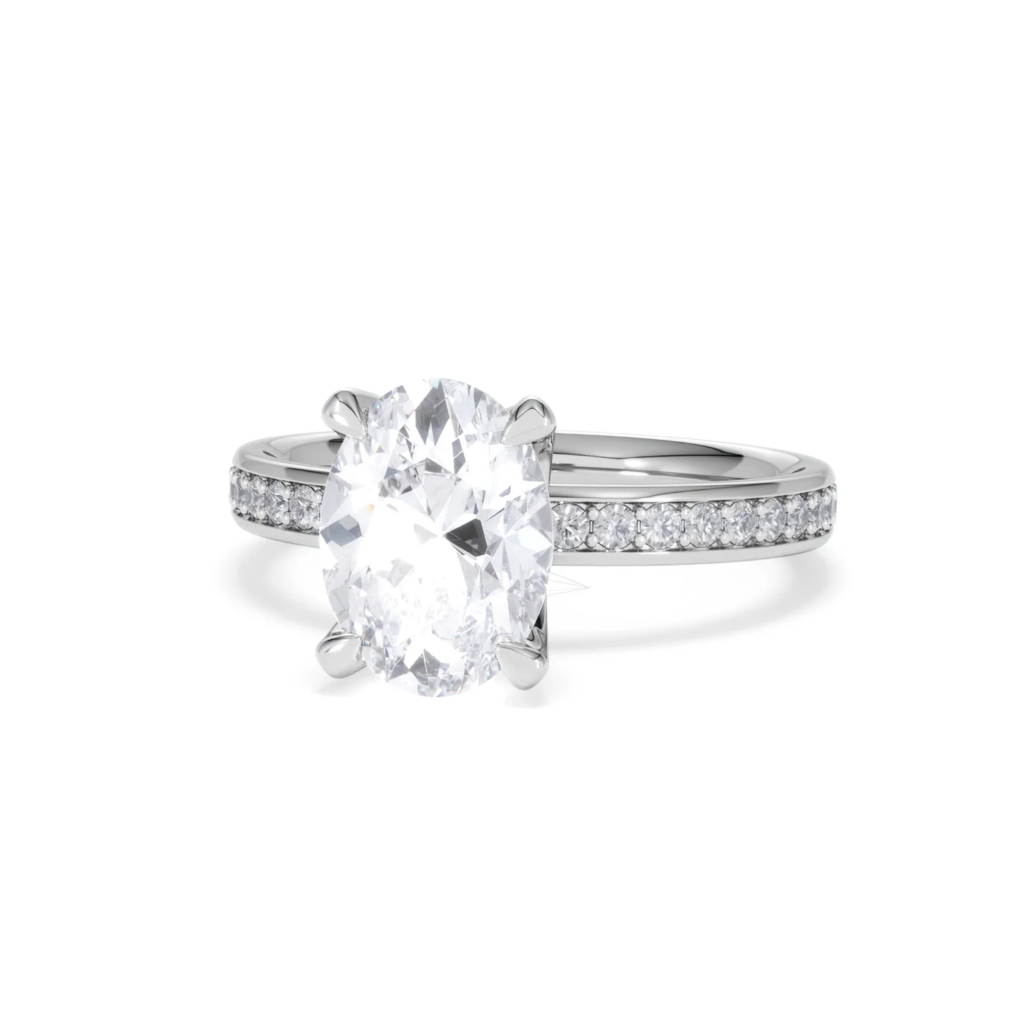 Origin 2.25ct Oval Cut Lab Diamond Solitaire Engagement Ring with Side Stones in Platinum - Image 84