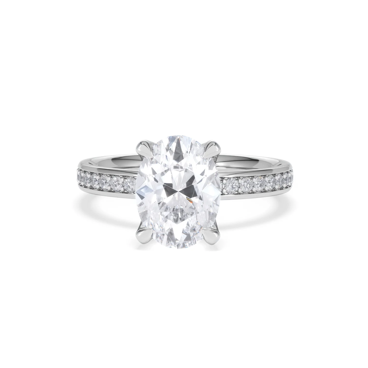 Origin 2.25ct Oval Cut Lab Diamond Solitaire Engagement Ring with Side Stones in Platinum - Image 86