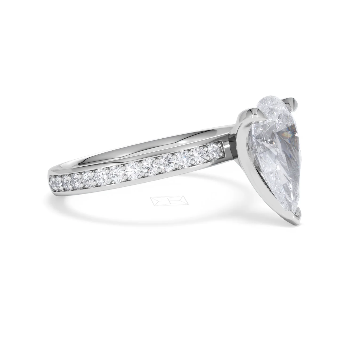 Origin 2.25ct Pear Cut Lab Diamond Solitaire Engagement Ring with Side Stones in 18K White Gold - Image 19