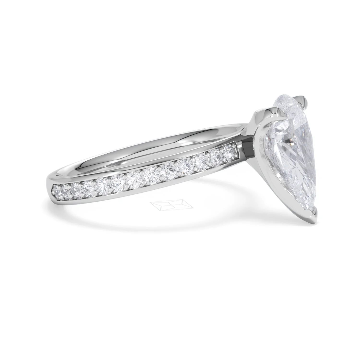 Origin 2.25ct Pear Cut Lab Diamond Solitaire Engagement Ring with Side Stones in 18K White Gold - Image 21