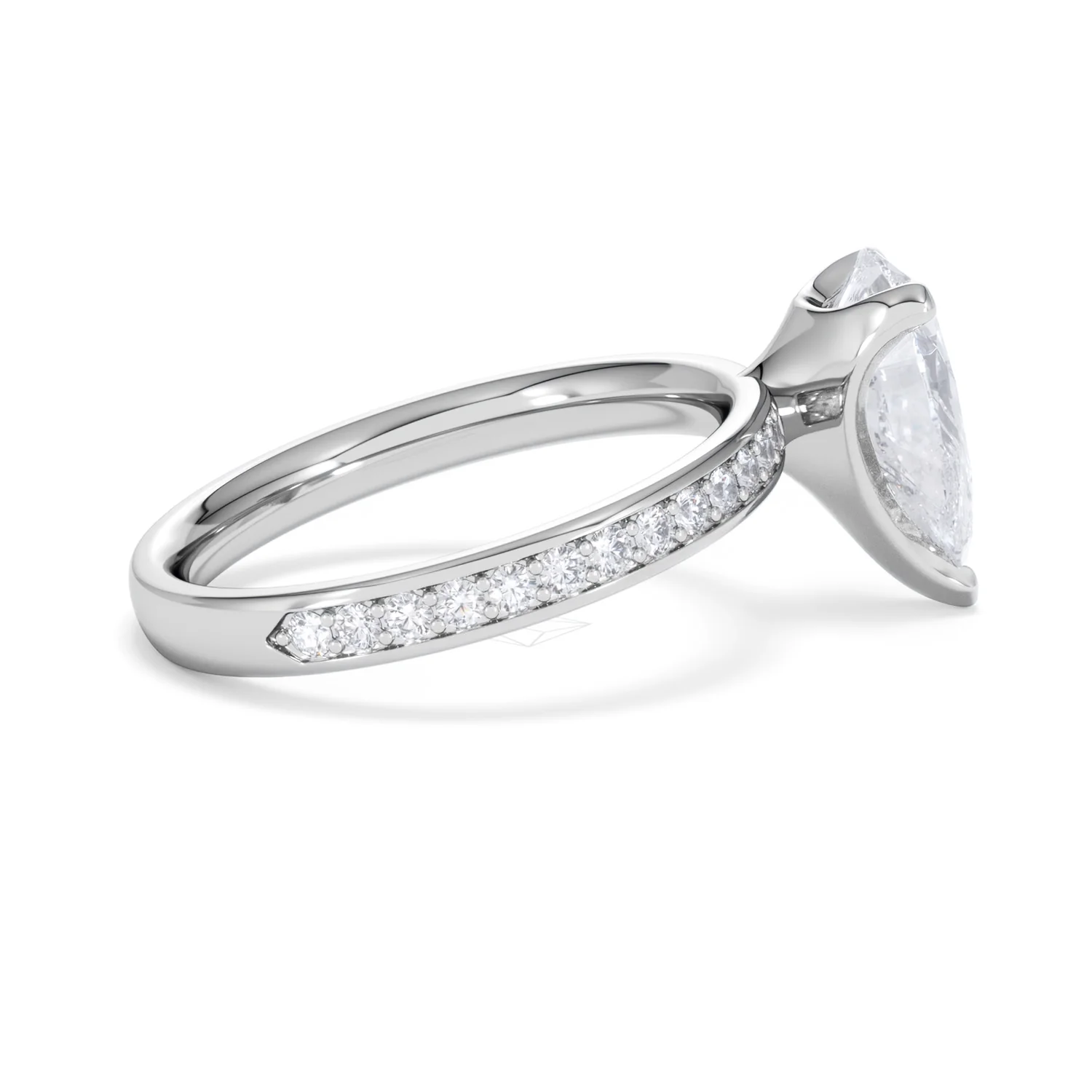 Origin 2.25ct Pear Cut Lab Diamond Solitaire Engagement Ring with Side Stones in 18K White Gold - Image 29