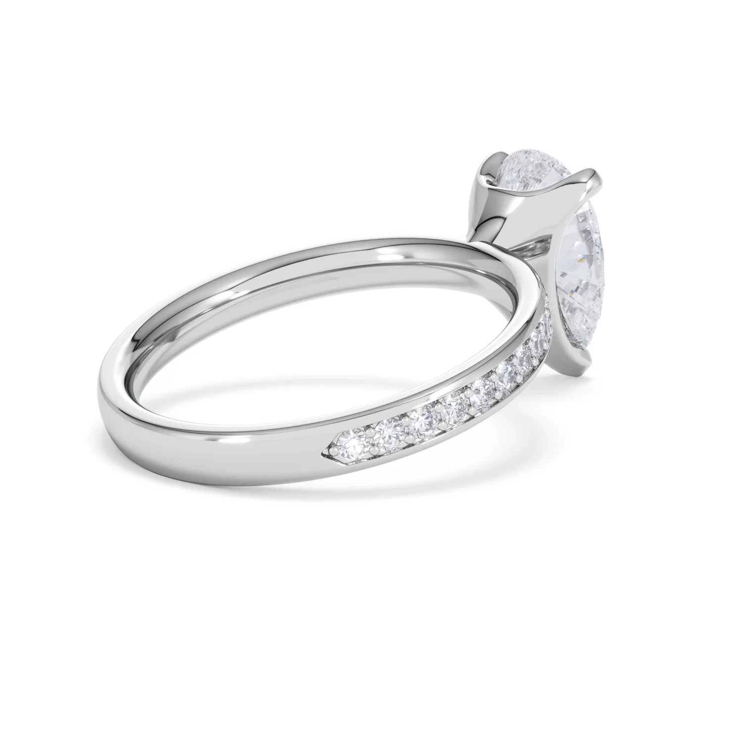 Origin 2.25ct Pear Cut Lab Diamond Solitaire Engagement Ring with Side Stones in 18K White Gold - Image 36
