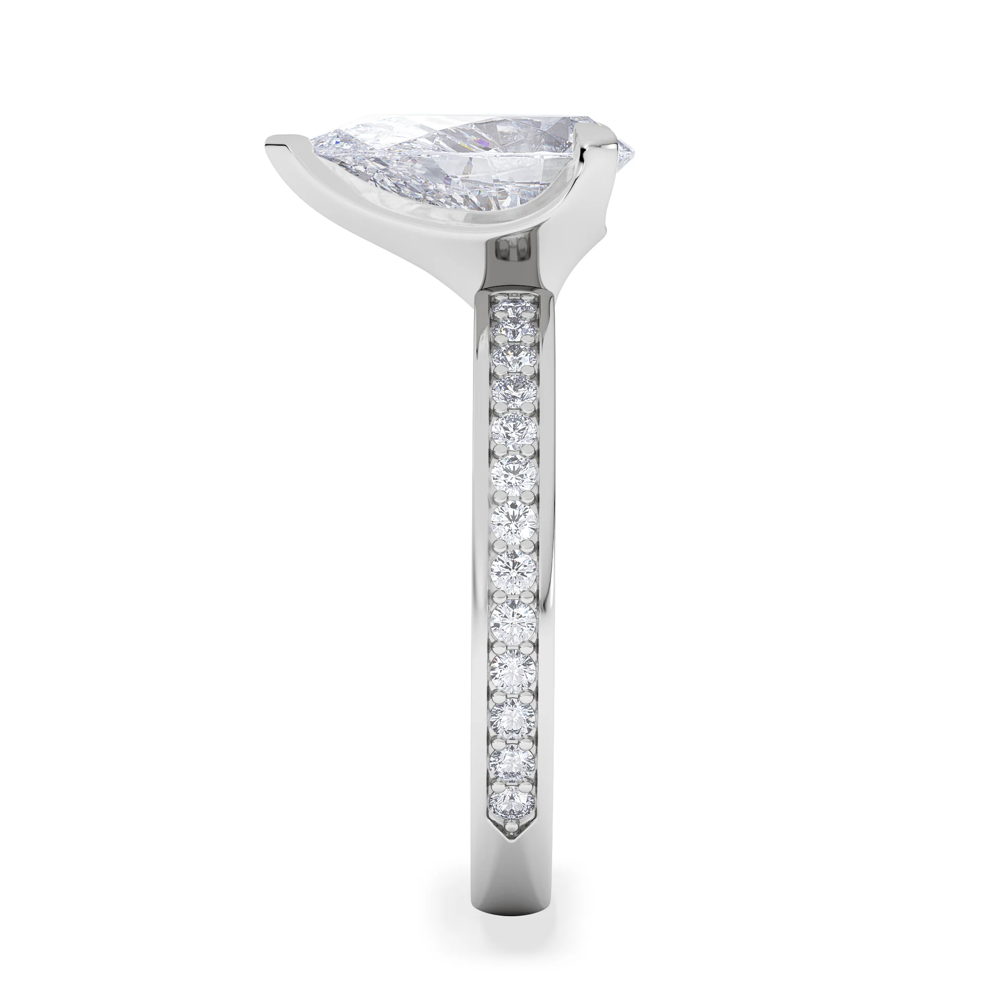 Origin 2.25ct Pear Cut Lab Diamond Solitaire Engagement Ring with Side Stones in 18K White Gold - Image 5
