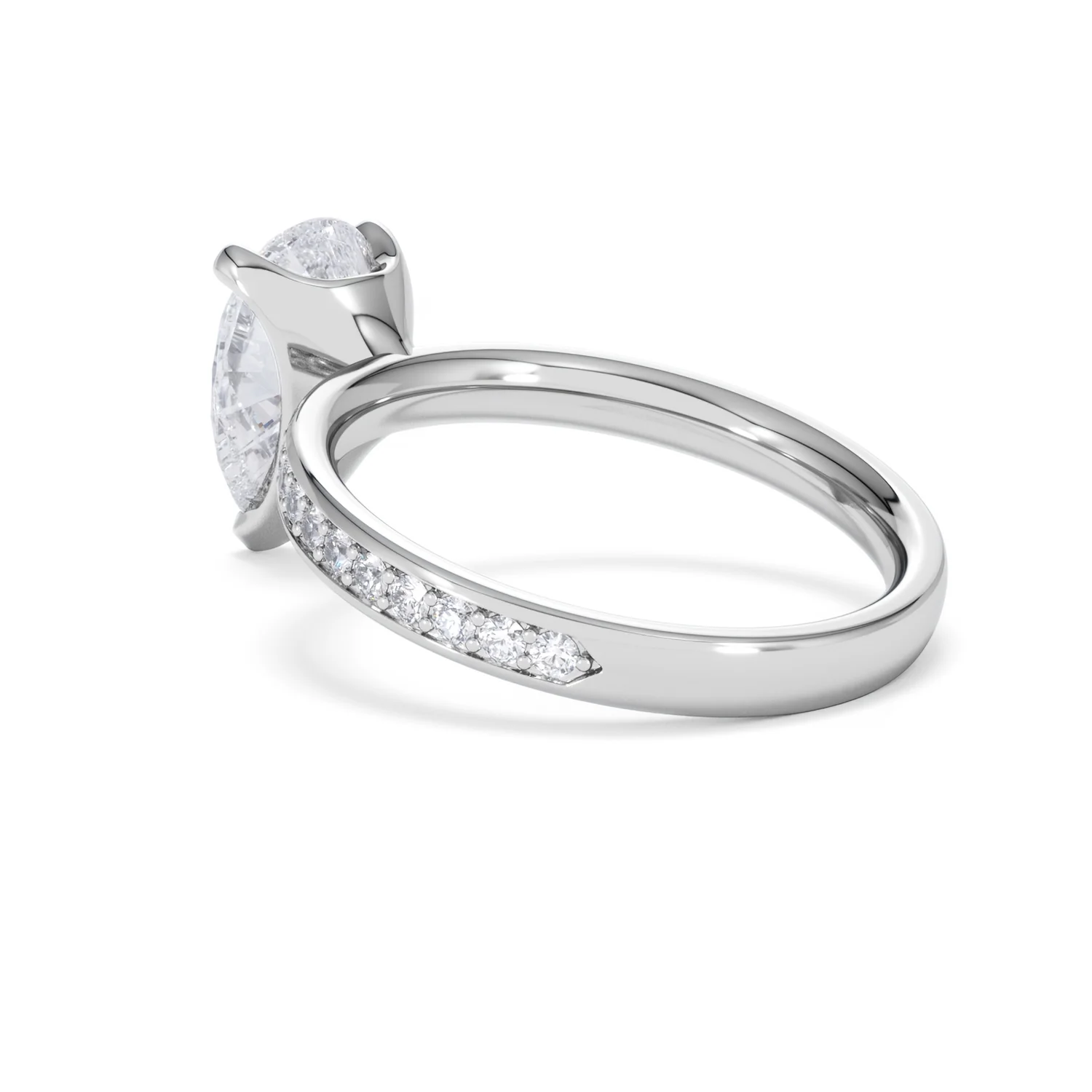 Origin 2.25ct Pear Cut Lab Diamond Solitaire Engagement Ring with Side Stones in 18K White Gold - Image 57
