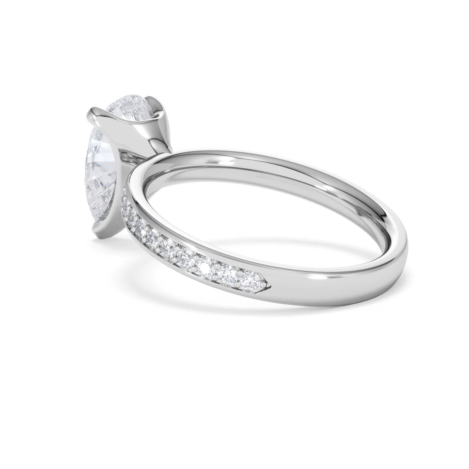 Origin 2.25ct Pear Cut Lab Diamond Solitaire Engagement Ring with Side Stones in 18K White Gold - Image 58