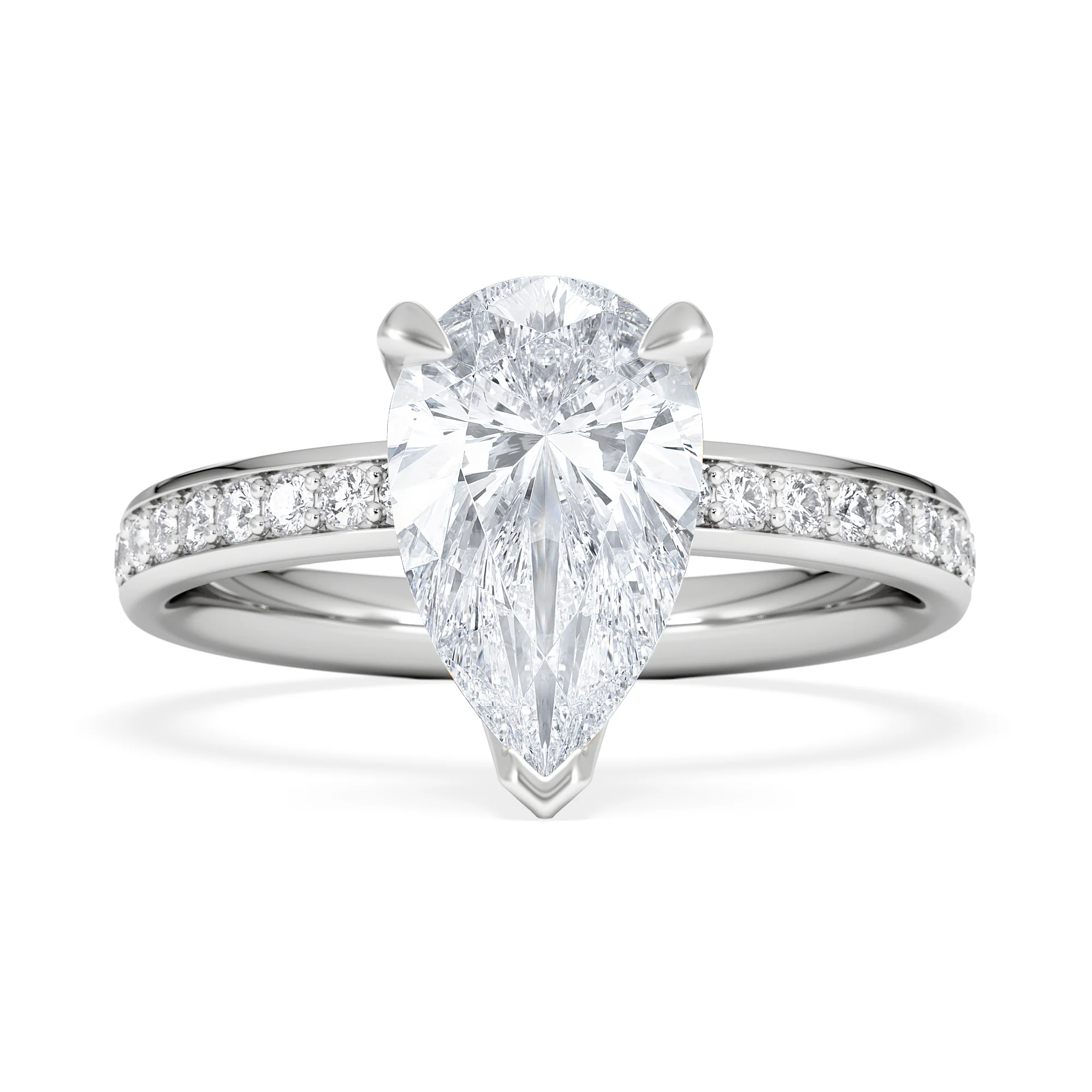 Origin 2.25ct Pear Cut Lab Diamond Solitaire Engagement Ring with Side Stones in 18K White Gold - Image 6