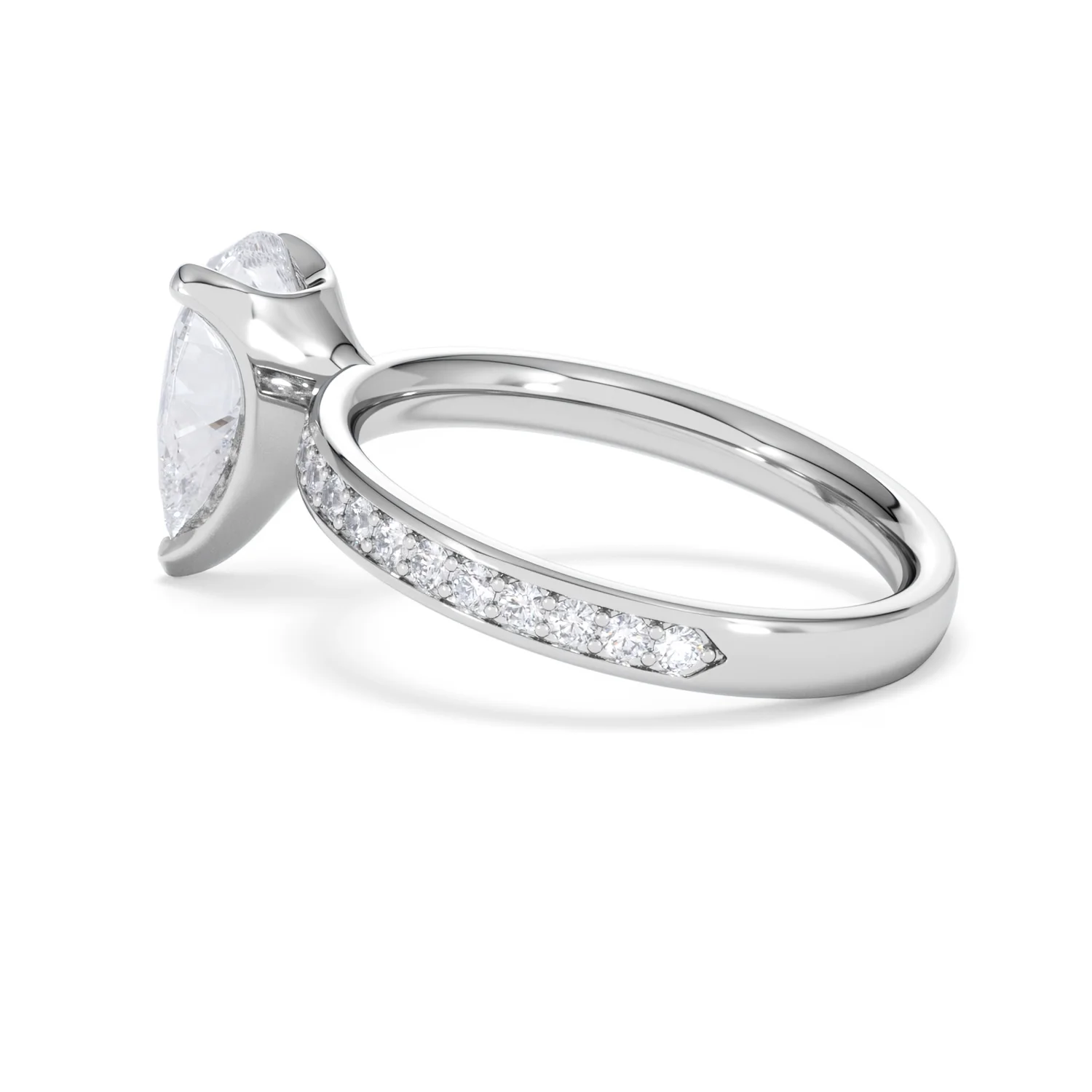 Origin 2.25ct Pear Cut Lab Diamond Solitaire Engagement Ring with Side Stones in 18K White Gold - Image 61