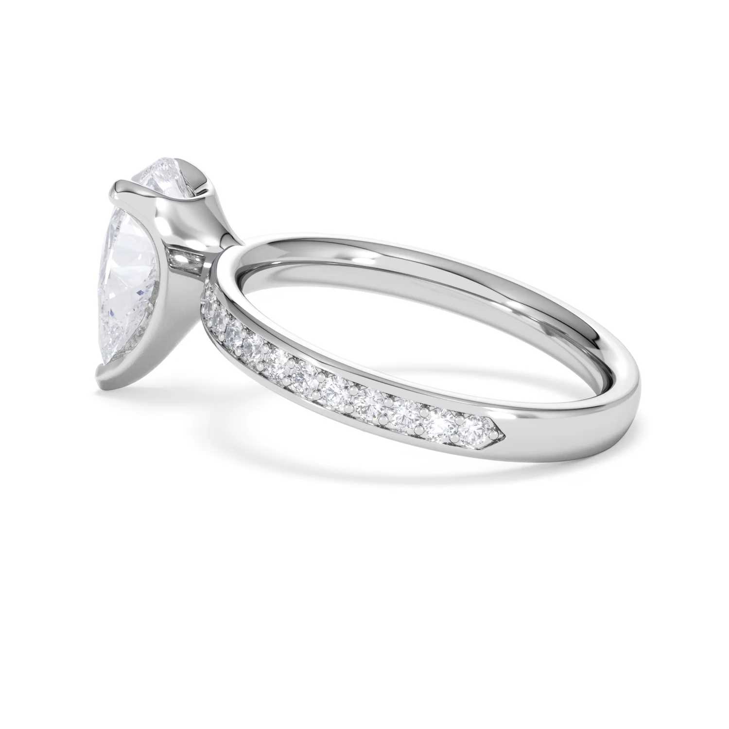Origin 2.25ct Pear Cut Lab Diamond Solitaire Engagement Ring with Side Stones in 18K White Gold - Image 62