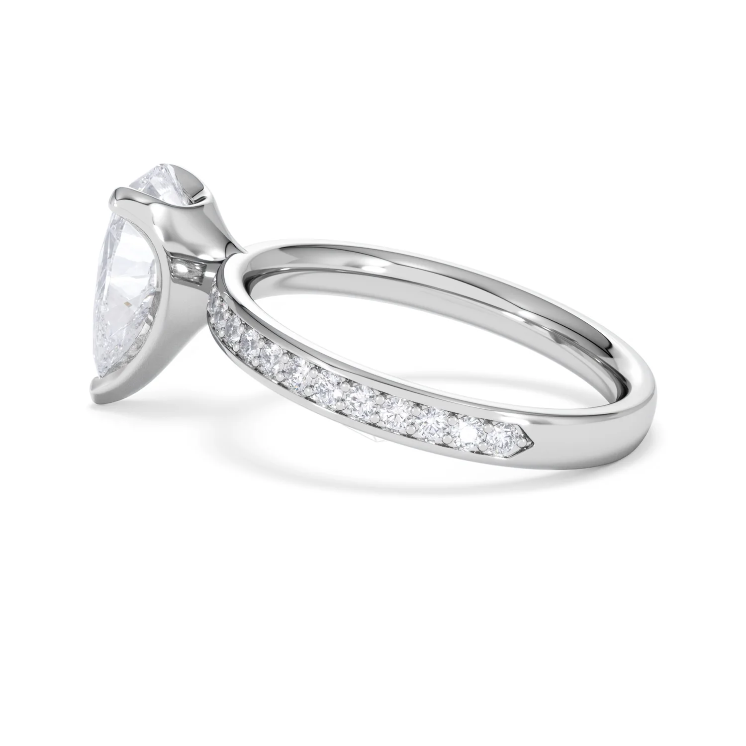 Origin 2.25ct Pear Cut Lab Diamond Solitaire Engagement Ring with Side Stones in 18K White Gold - Image 63