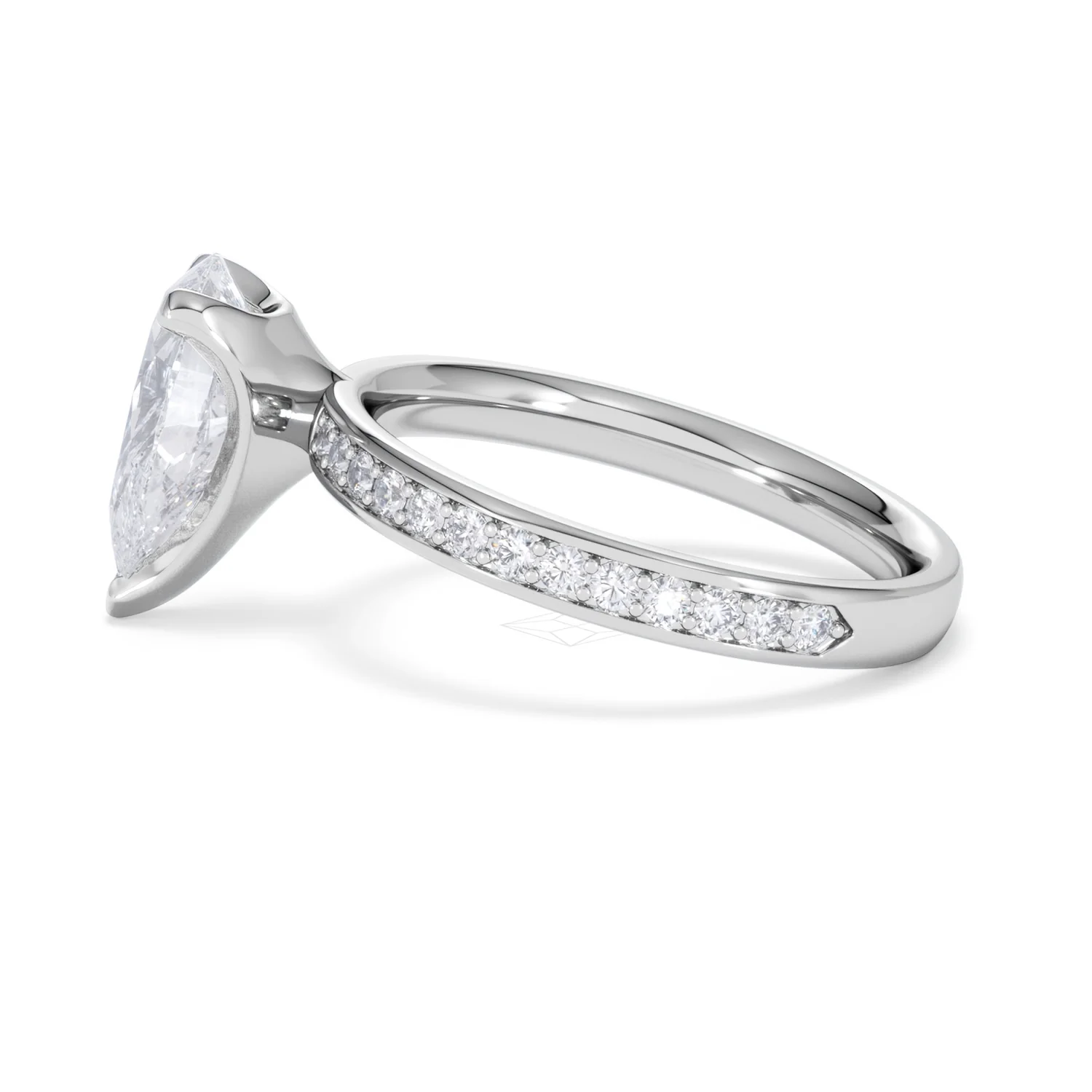 Origin 2.25ct Pear Cut Lab Diamond Solitaire Engagement Ring with Side Stones in 18K White Gold - Image 66