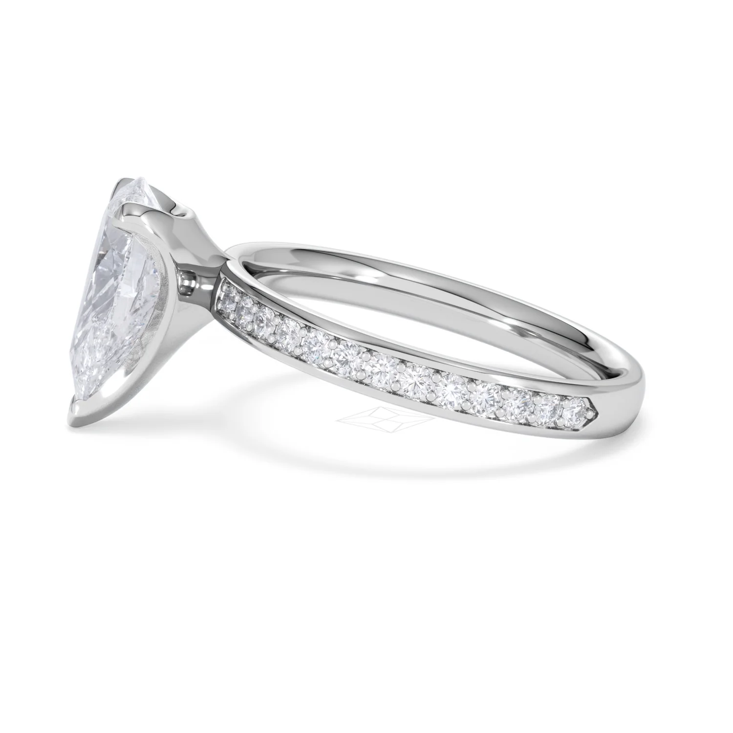 Origin 2.25ct Pear Cut Lab Diamond Solitaire Engagement Ring with Side Stones in 18K White Gold - Image 68