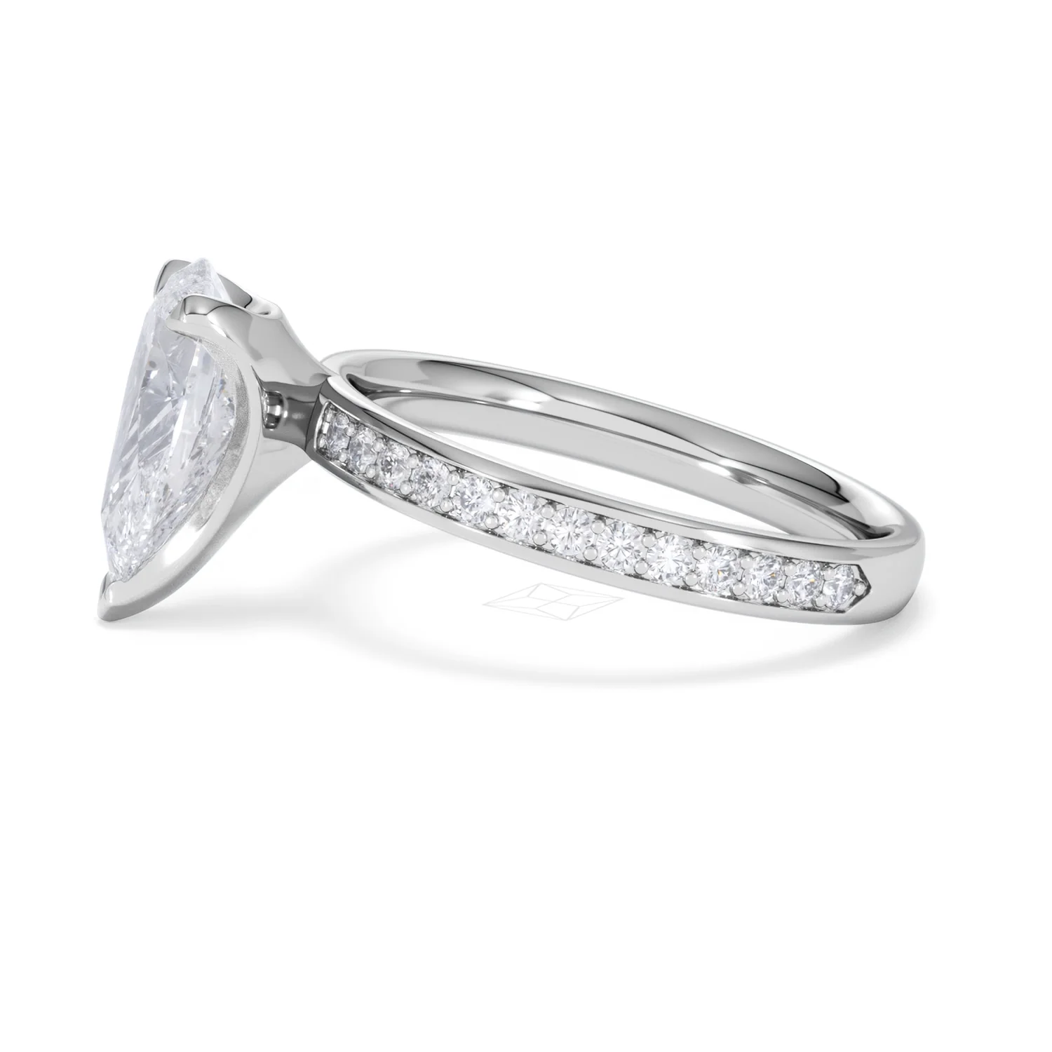 Origin 2.25ct Pear Cut Lab Diamond Solitaire Engagement Ring with Side Stones in 18K White Gold - Image 69
