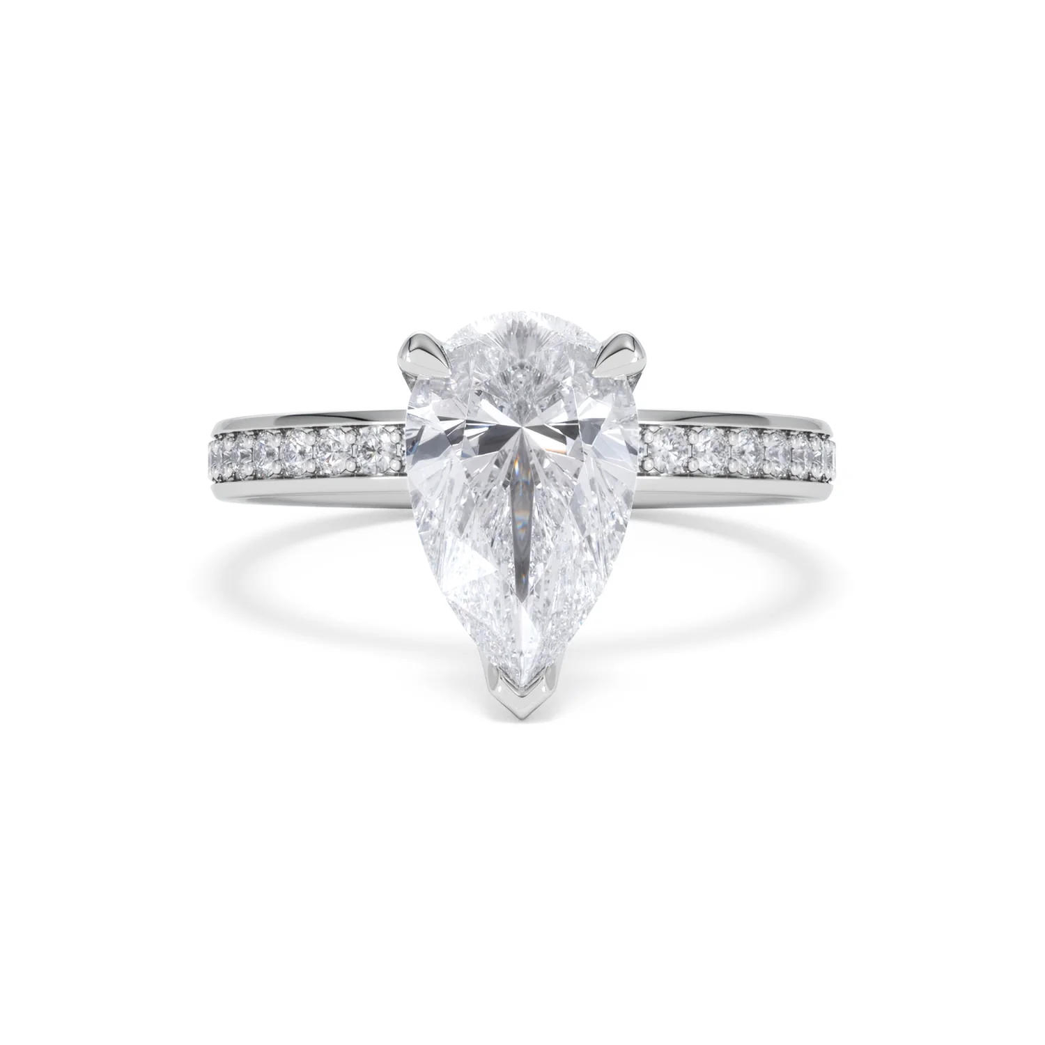 Origin 2.25ct Pear Cut Lab Diamond Solitaire Engagement Ring with Side Stones in 18K White Gold - Image 7