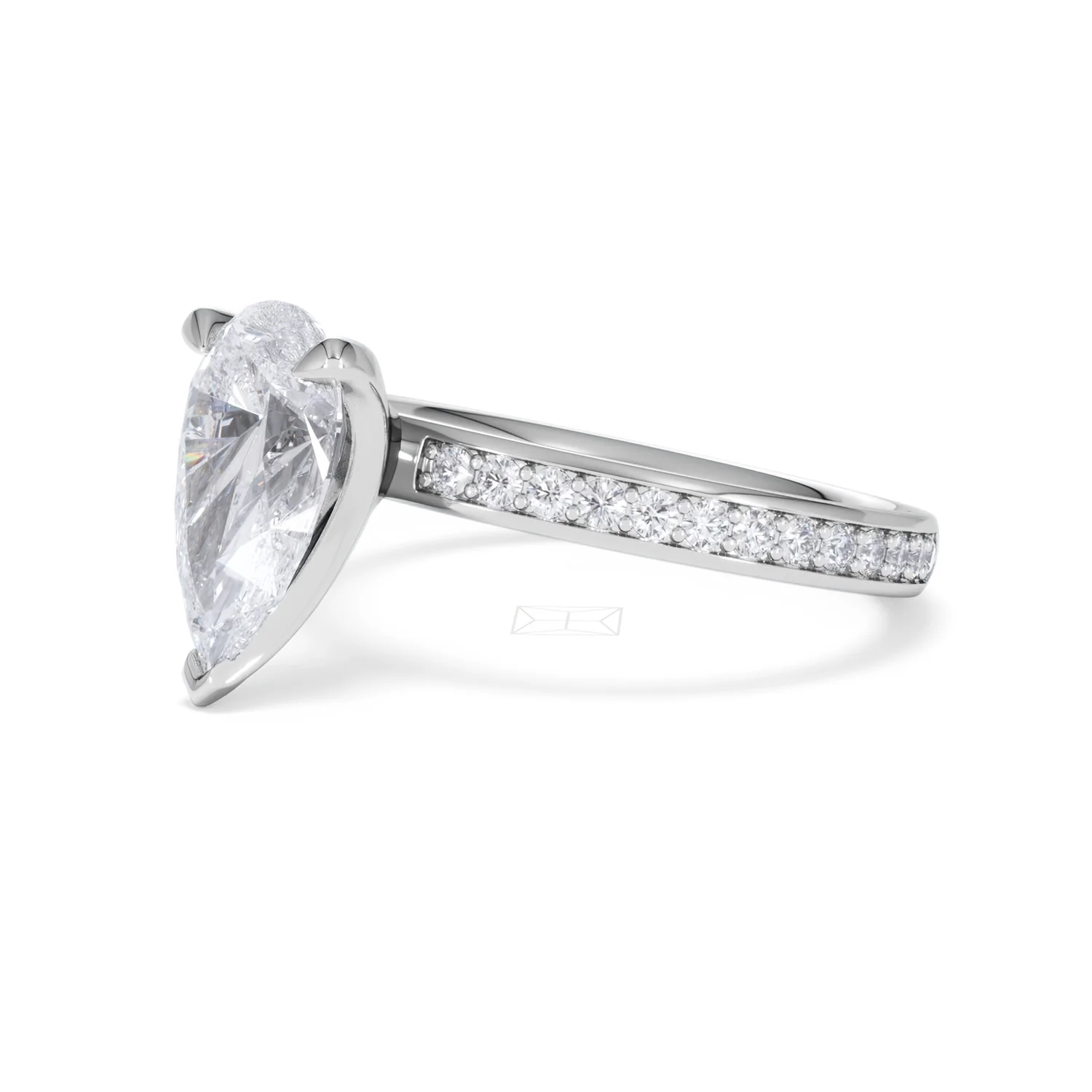 Origin 2.25ct Pear Cut Lab Diamond Solitaire Engagement Ring with Side Stones in 18K White Gold - Image 76