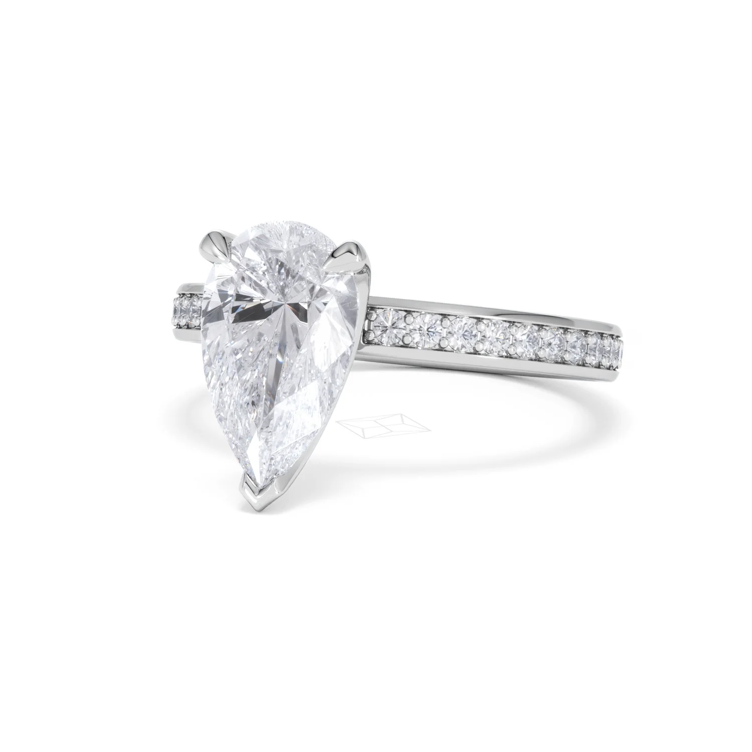 Origin 2.25ct Pear Cut Lab Diamond Solitaire Engagement Ring with Side Stones in 18K White Gold - Image 82