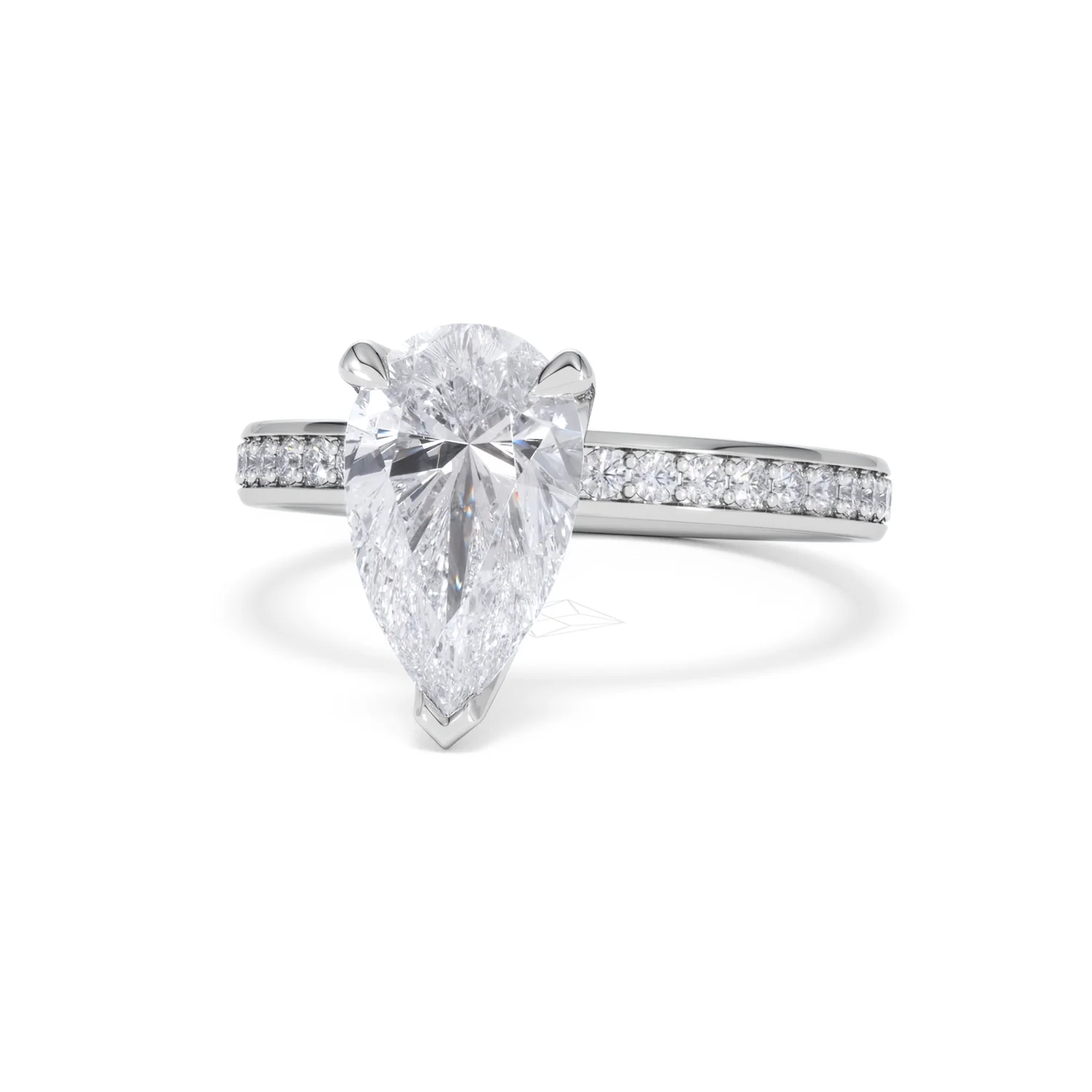 Origin 2.25ct Pear Cut Lab Diamond Solitaire Engagement Ring with Side Stones in 18K White Gold - Image 84