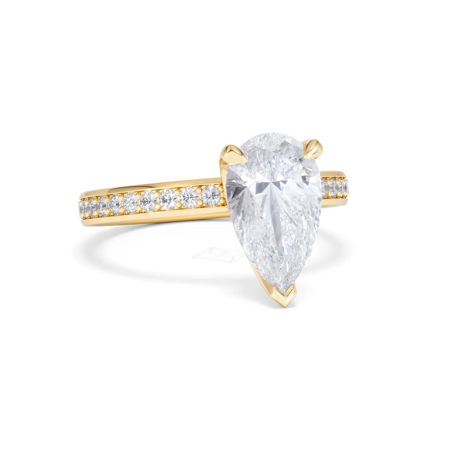 Origin 2.25ct Pear Cut Lab Diamond Solitaire Engagement Ring with Side Stones in 18K Yellow Gold - Image 11