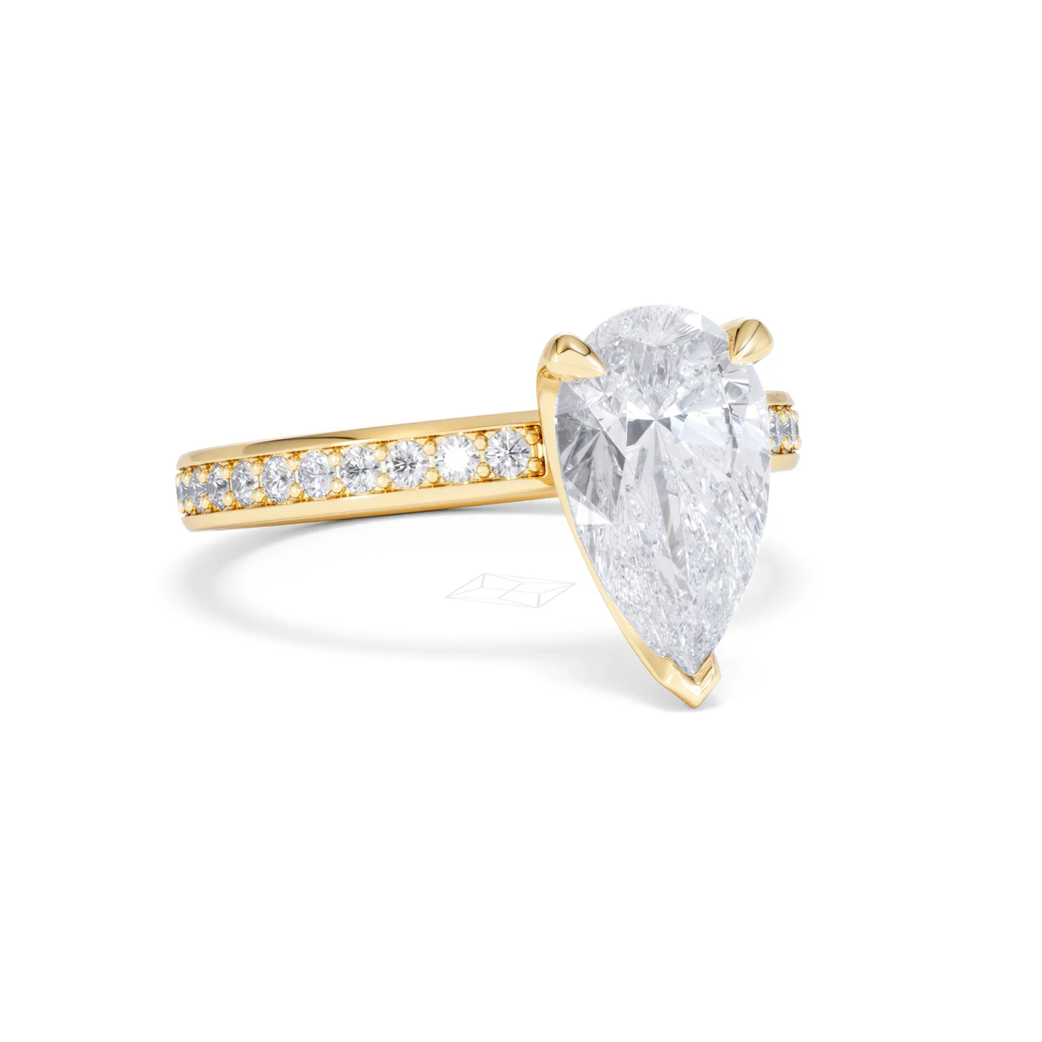 Origin 2.25ct Pear Cut Lab Diamond Solitaire Engagement Ring with Side Stones in 18K Yellow Gold - Image 12